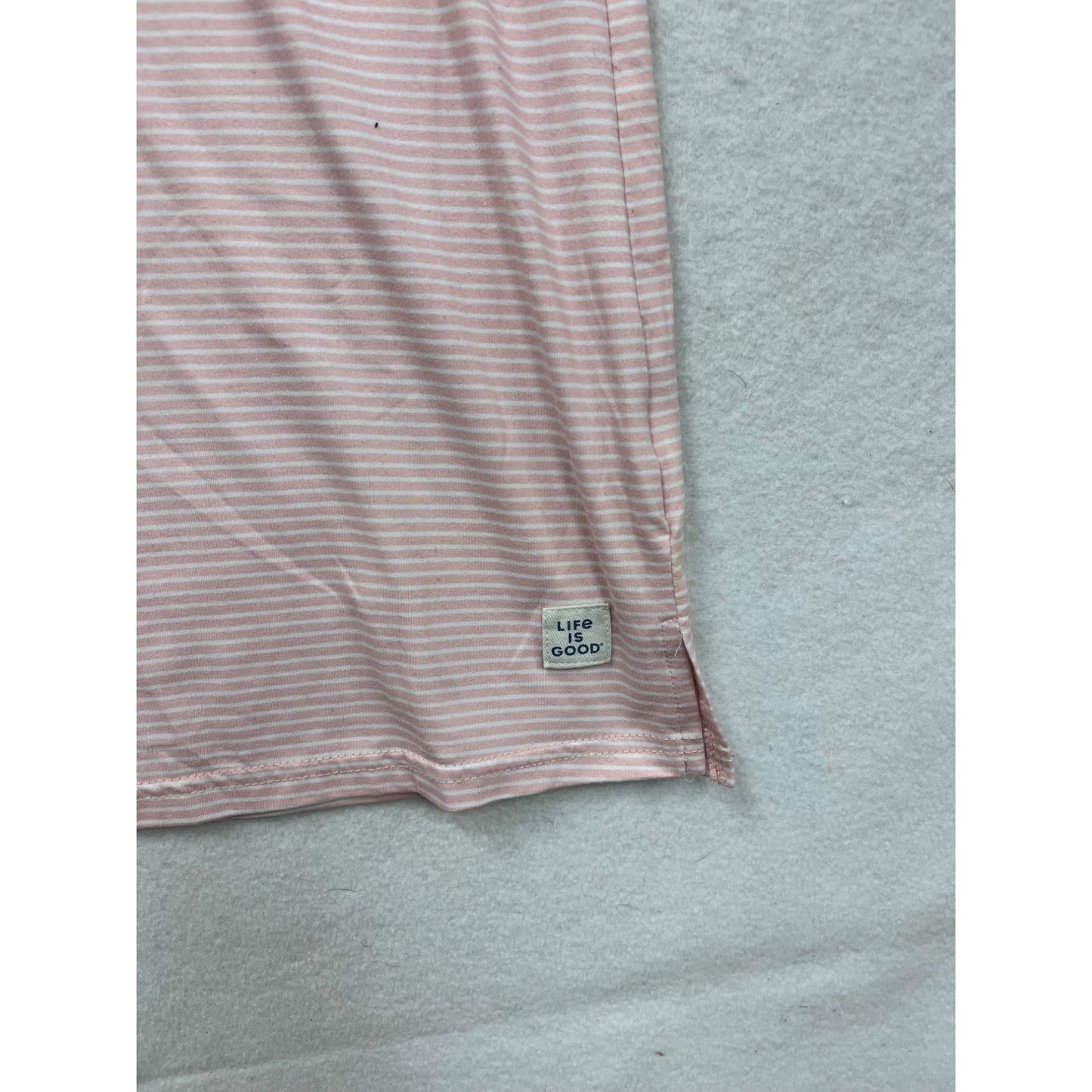Life Is Good Womens Striped Sleep Shirt "Every Day Is Saturday" S Pink #6838
