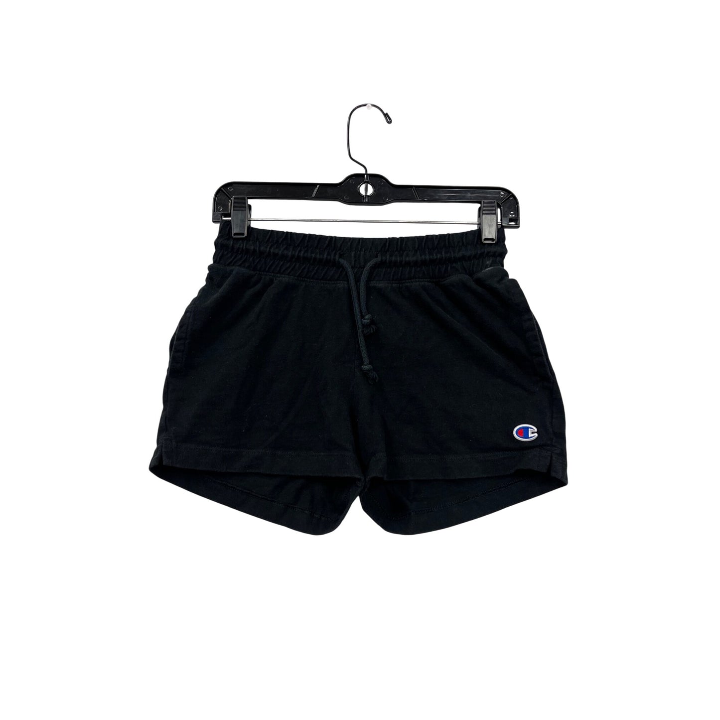 Champion Womens XS Black Cotton Athletic Shorts With Drawstring Waist & Logo Detail #8037