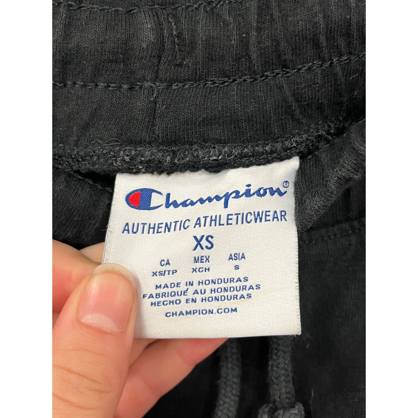 Champion Womens XS Black Cotton Athletic Shorts With Drawstring Waist & Logo Detail #8037