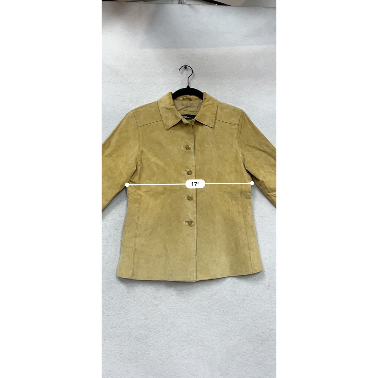 Valerie Stevens Petite Tan Suede Button-Front Jacket Size S #961A