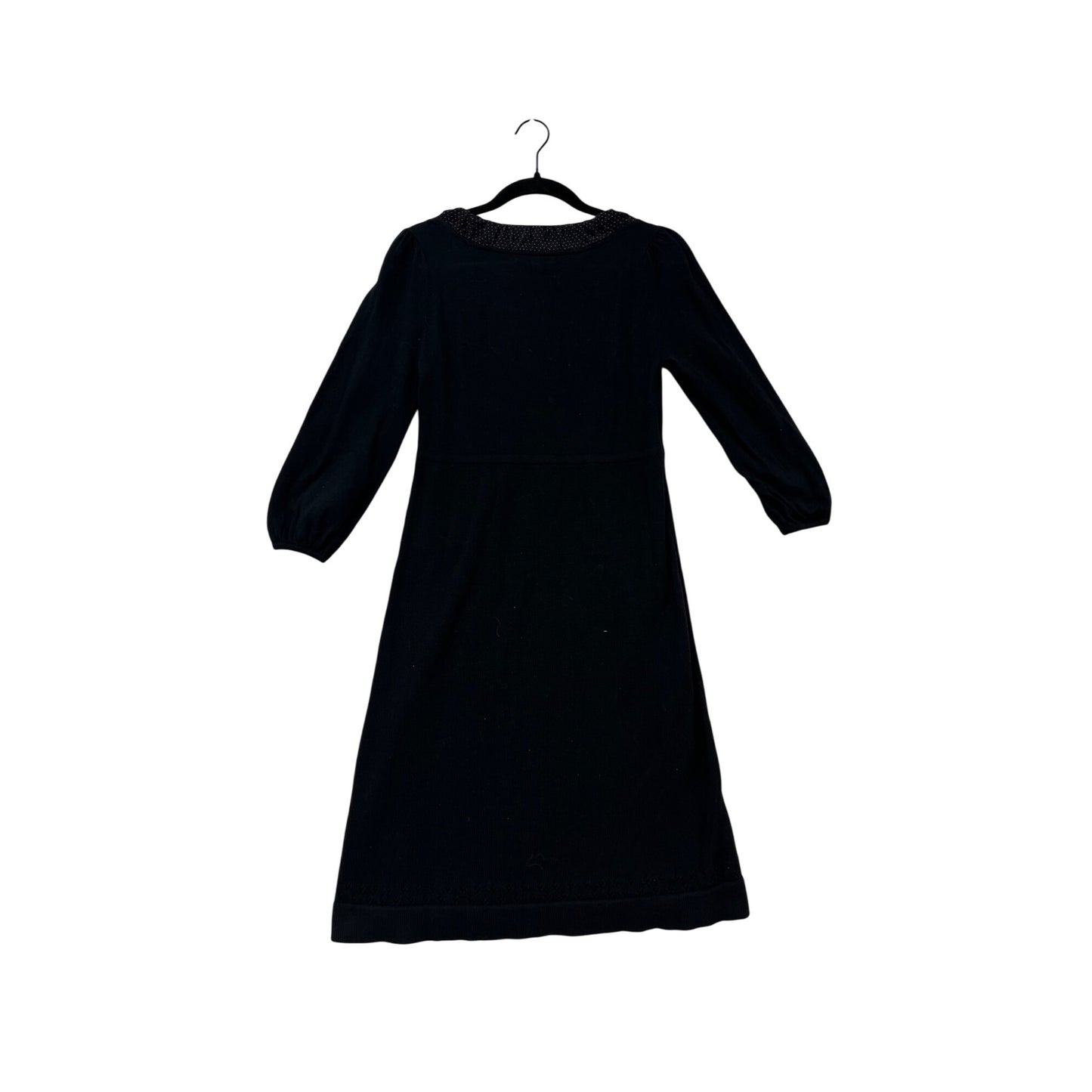 Nanette Lepore Womens Small Black Knit Dress With Polka Dot Silk Bow #8112