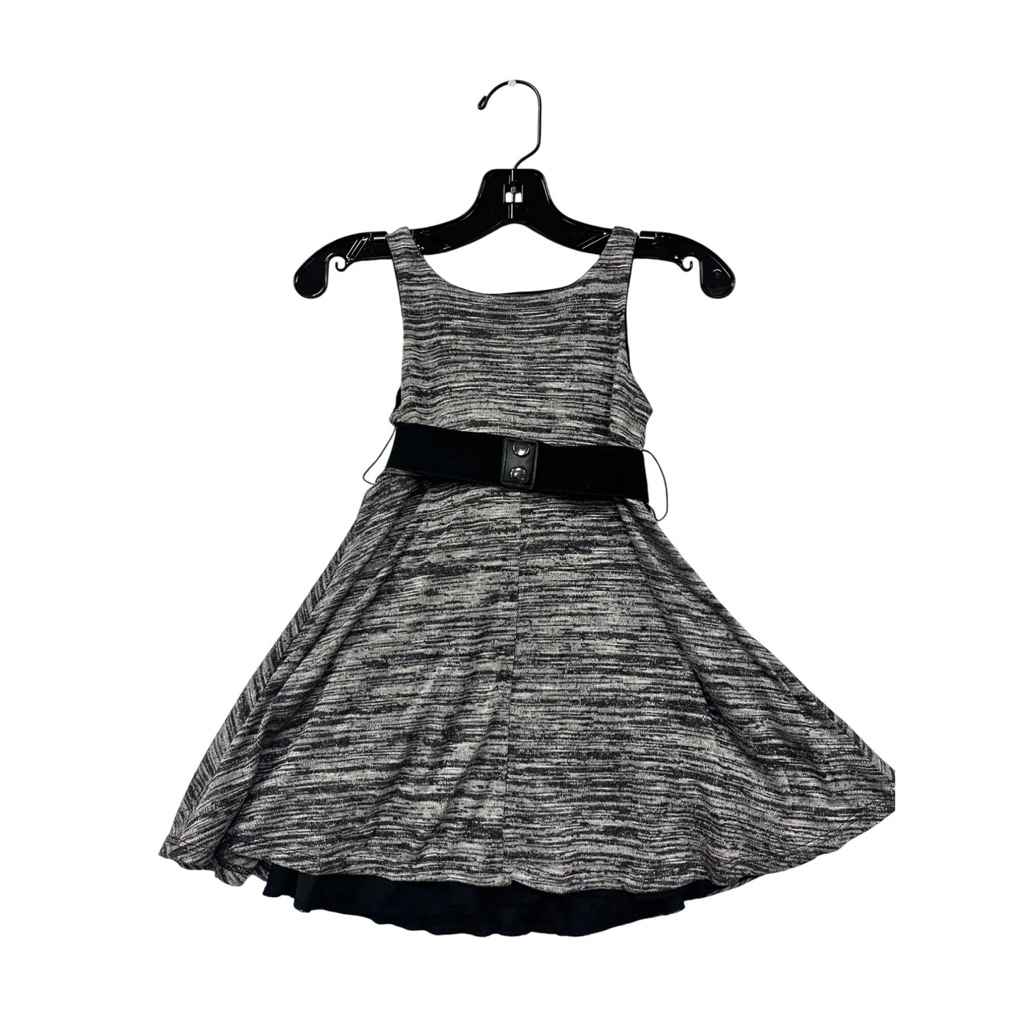 Zunie Girls Size 5 Sleeveless Grey Dress With Black Belt #6400