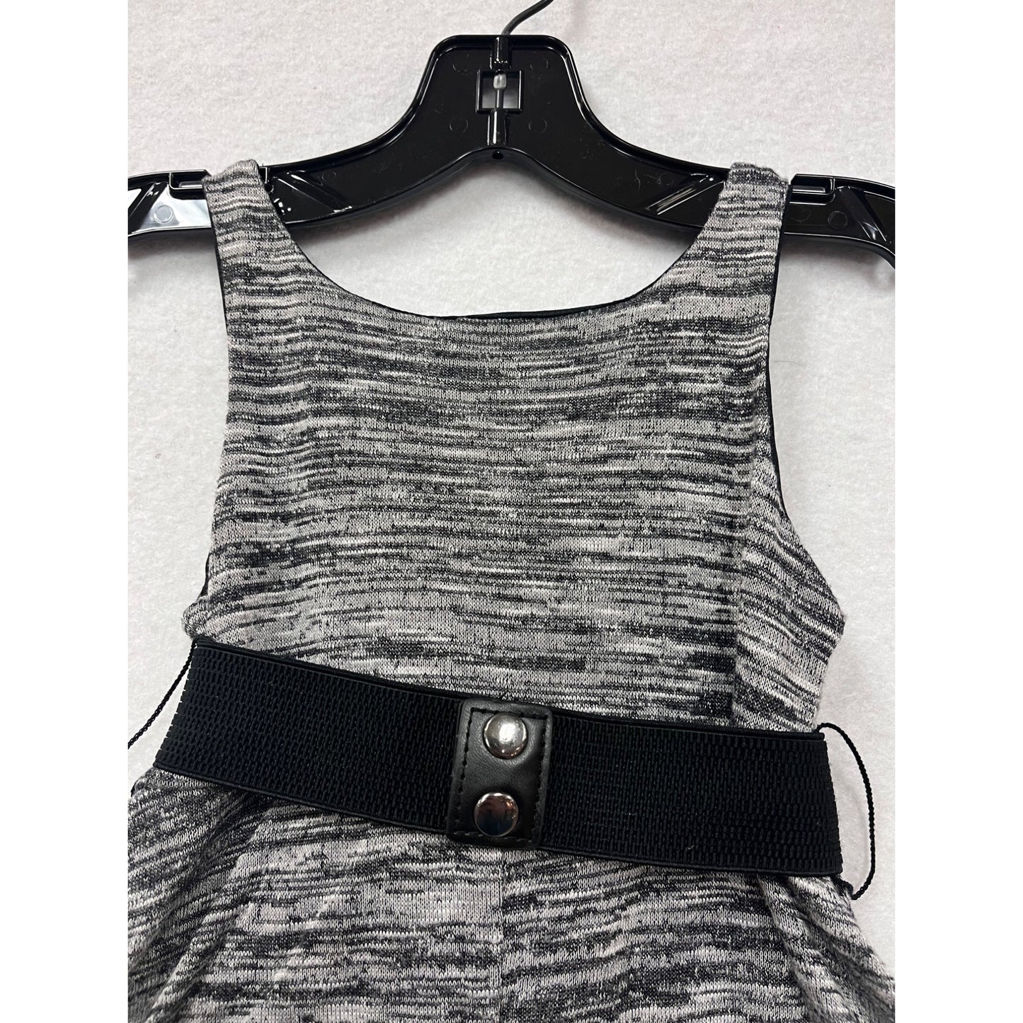 Zunie Girls Size 5 Sleeveless Grey Dress With Black Belt #6400