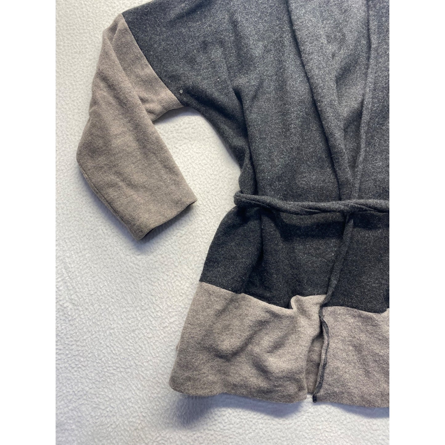 Paraphrase Hooded Wool Cardigan With Belt Gray/Black Womens #7111