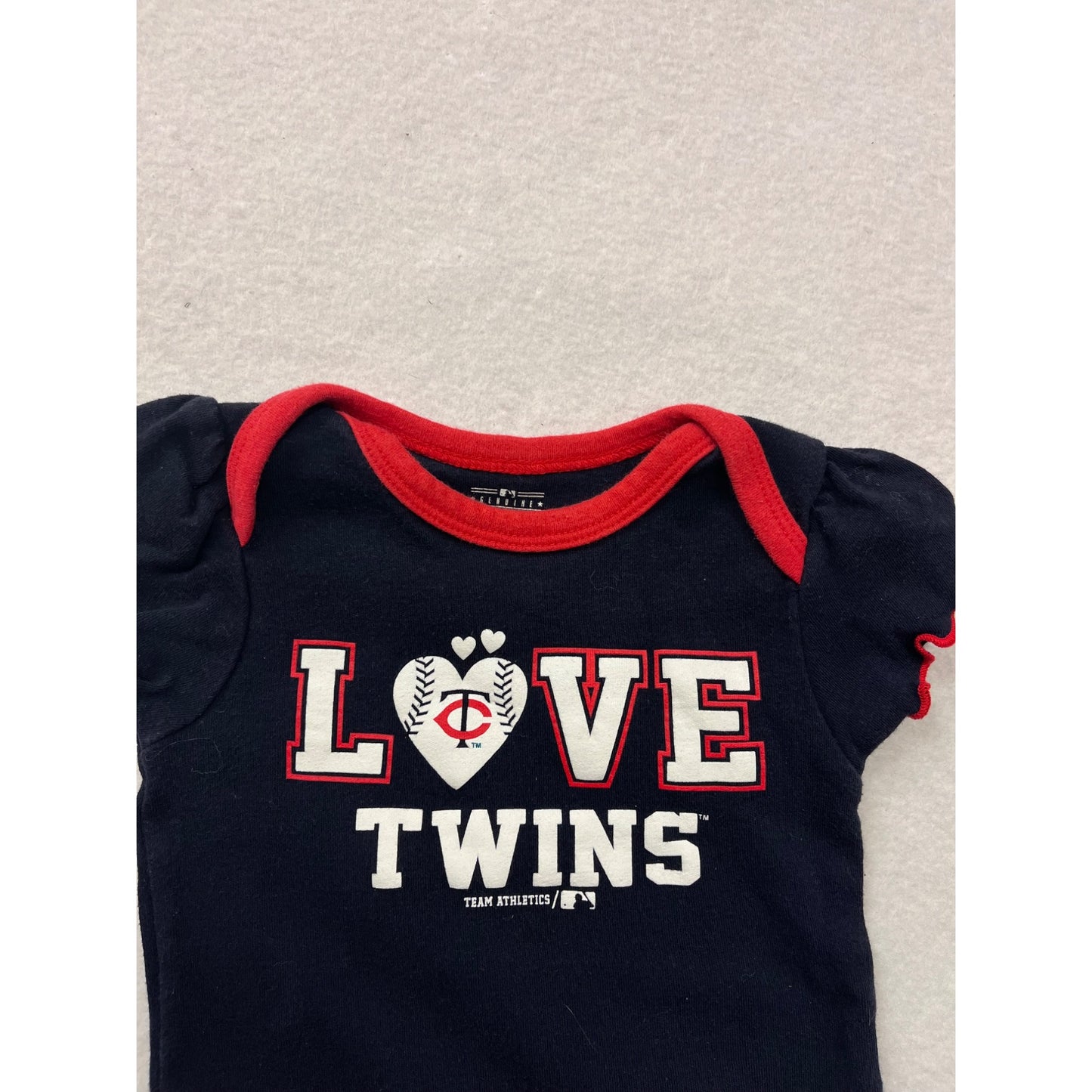 Minnesota Twins Love Baby Romper 0/3M Navy & Red #6464