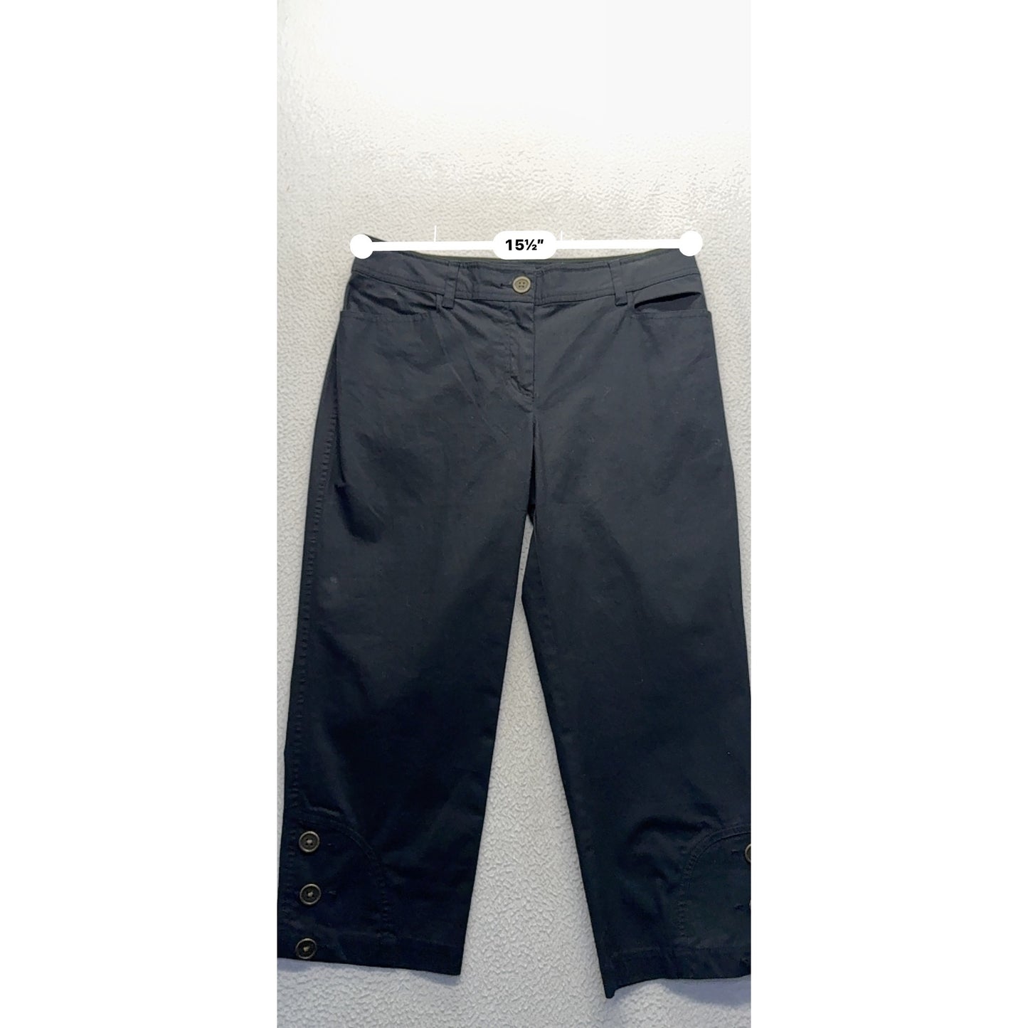 Chicos Black Button-Detail Cropped Pants Size 0 Short #165B