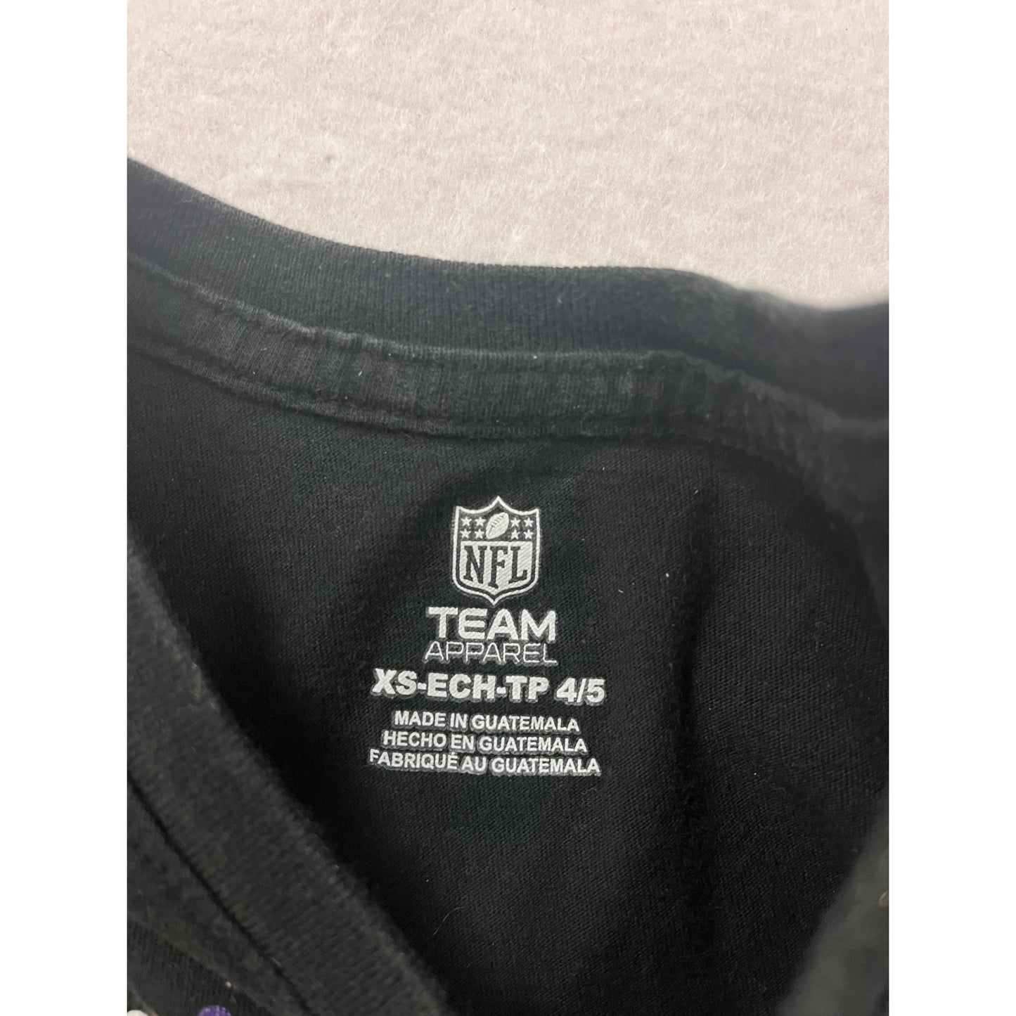 Minnesota Vikings Youth XS 4/5 Black V-Neck Tee NFL Team Apparel #6448