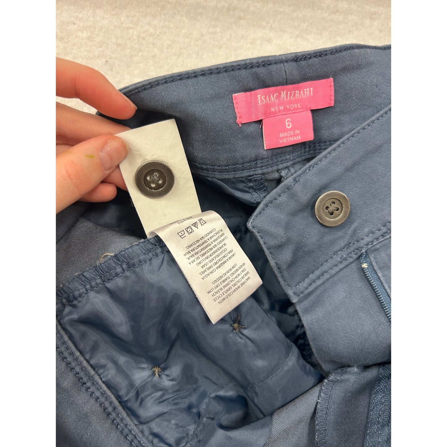 Navy Blue Isaac Mizrahi New York Womens Button-Detail Shorts #6590