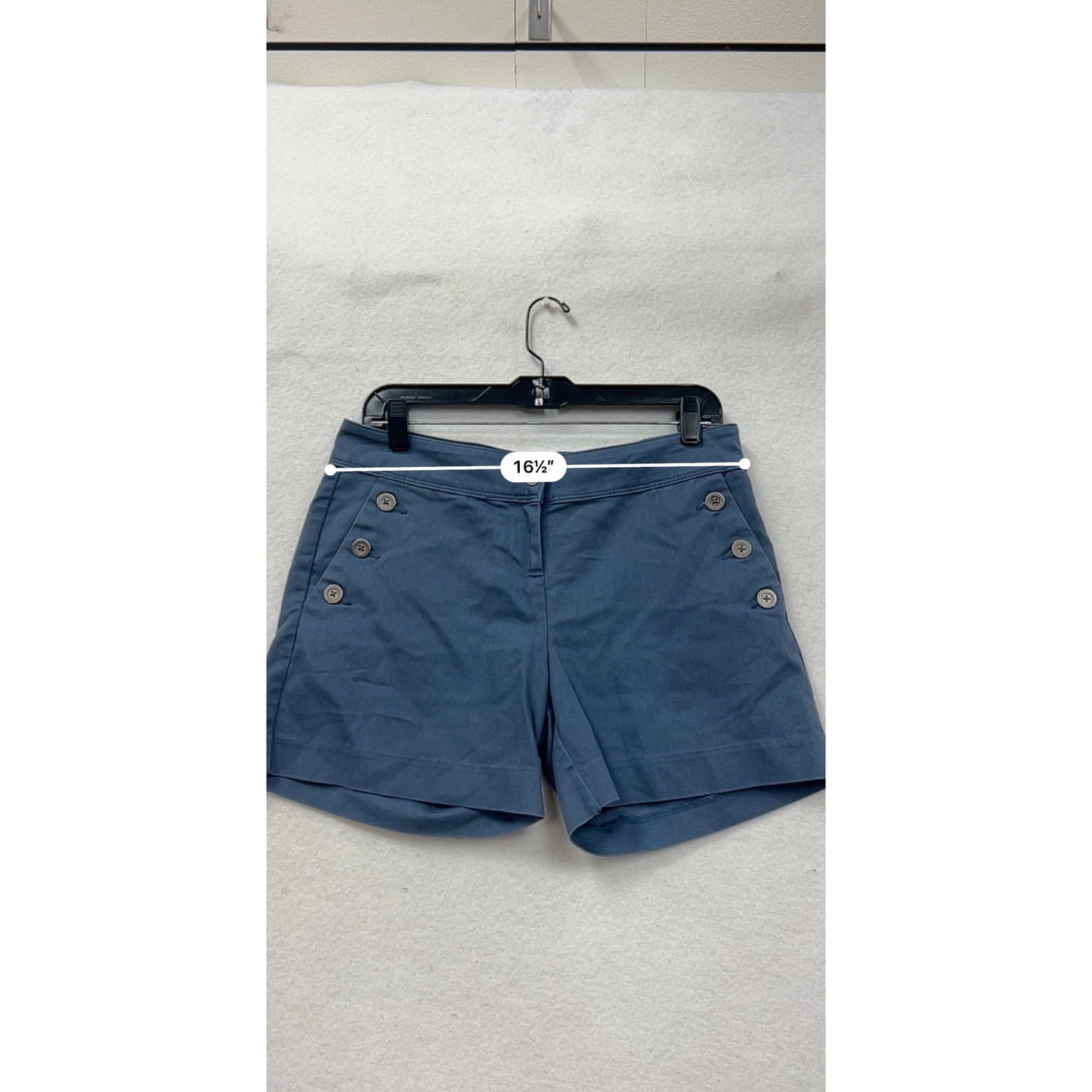 Navy Blue Isaac Mizrahi New York Womens Button-Detail Shorts #6590