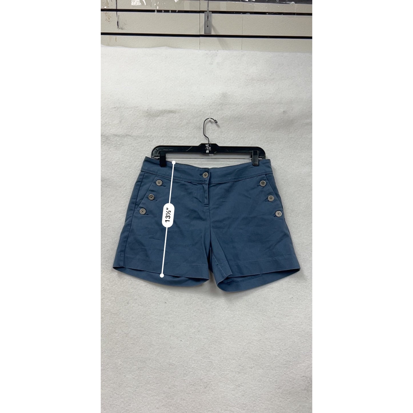Navy Blue Isaac Mizrahi New York Womens Button-Detail Shorts #6590