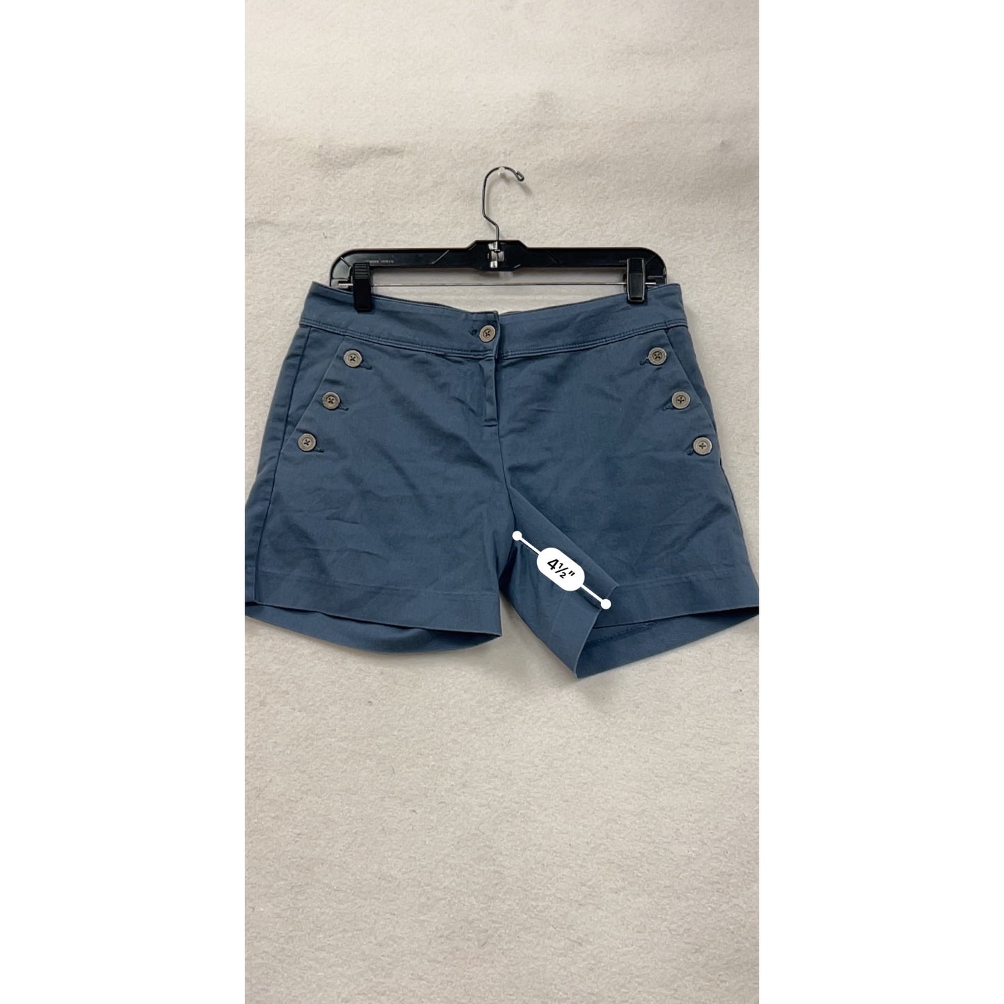 Navy Blue Isaac Mizrahi New York Womens Button-Detail Shorts #6590