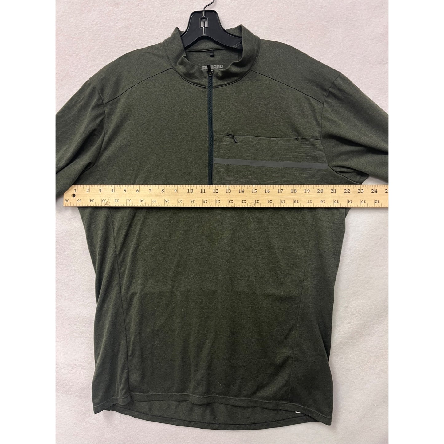 Shimano Mens XL Green Cycling Shirt With Half-Zip & Reflective Strip #6522
