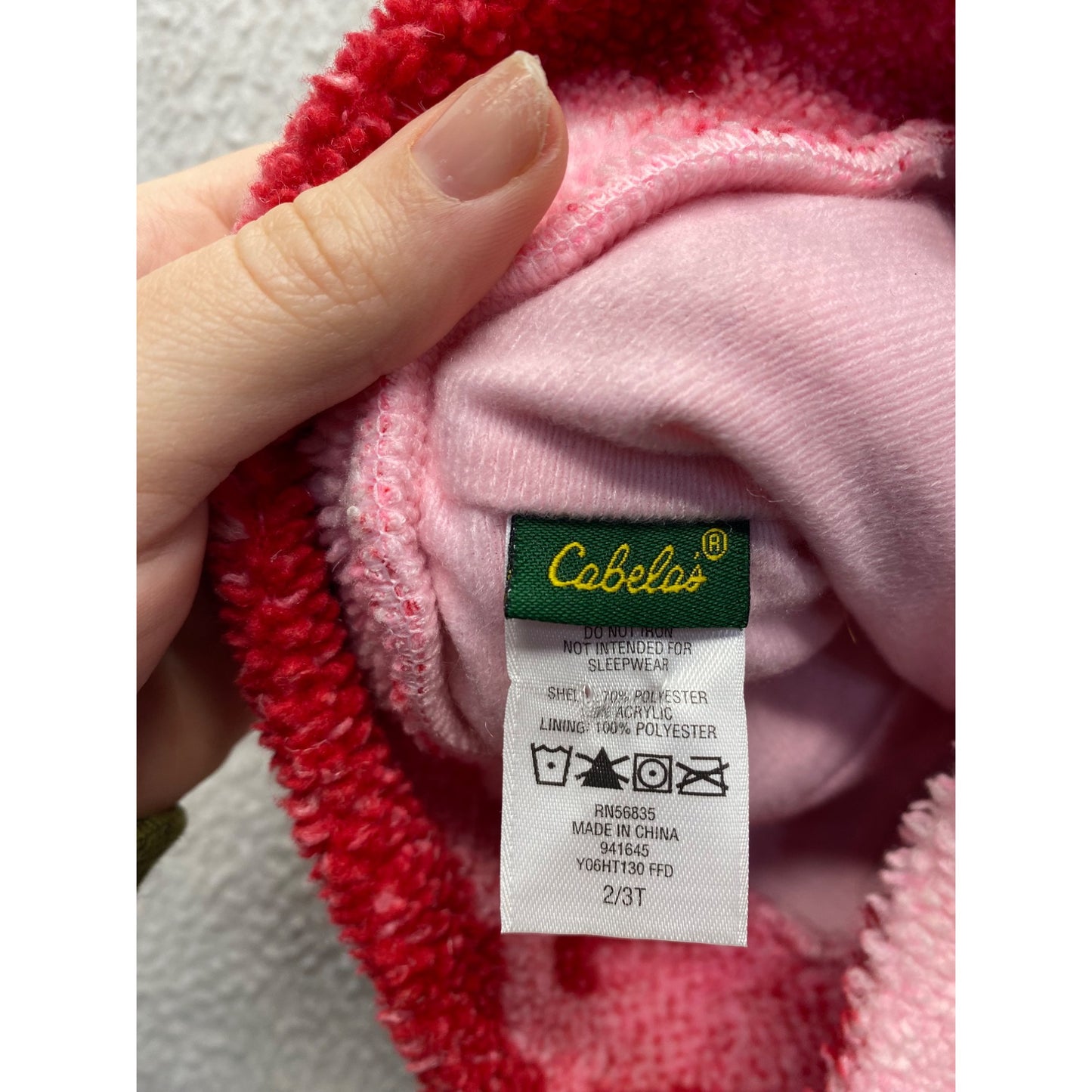 Cabelas Toddlery Sherpa Pink & Red Camouflage Beanie Hat #7086