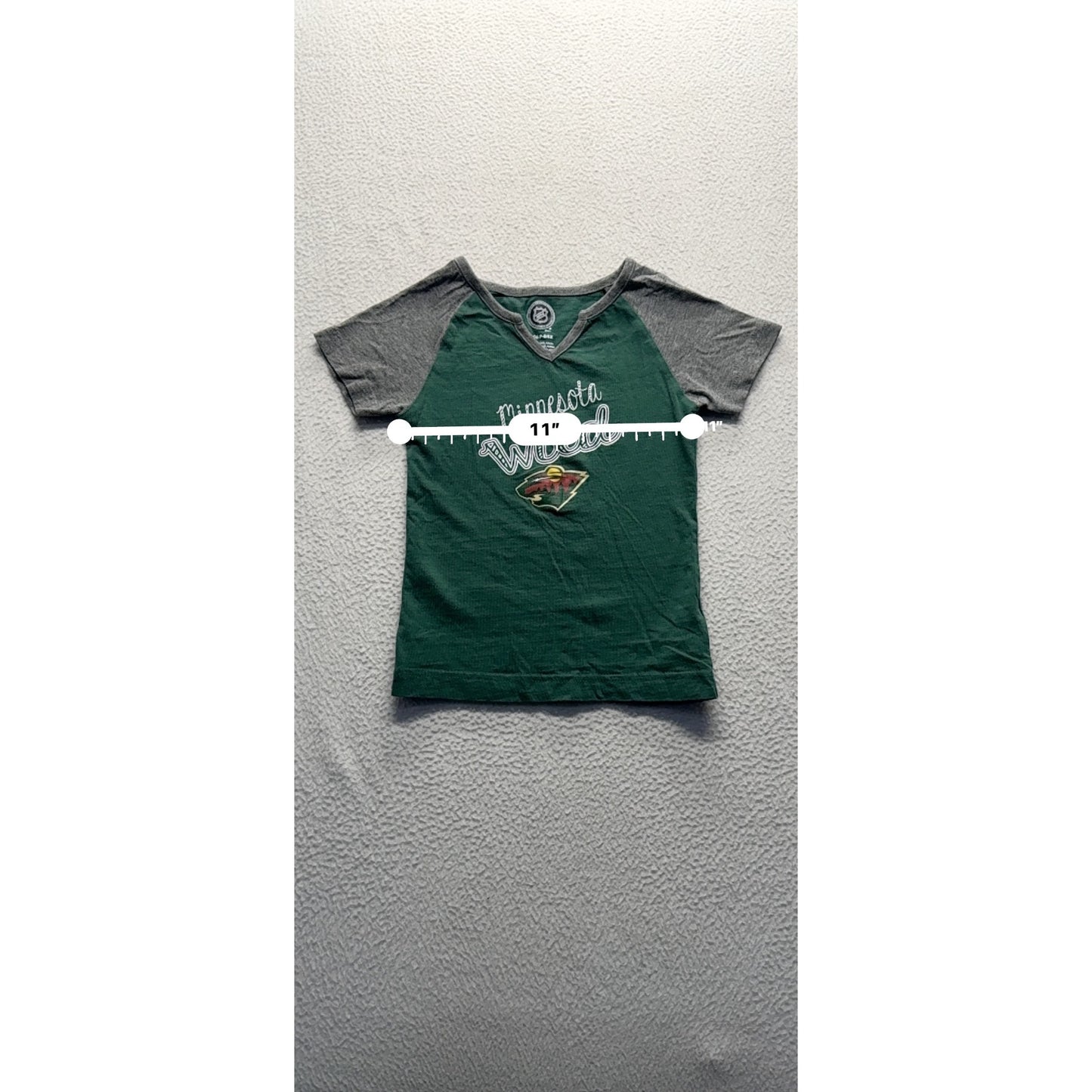 Minnesota Wild Girls Green & Gray Raglan T-Shirt#7461