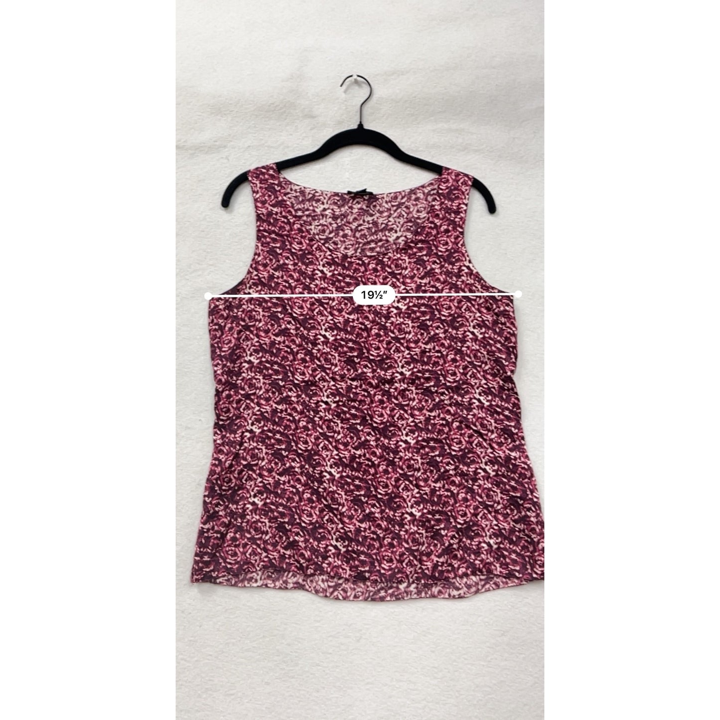 Ann Taylor Womens Petite Sleeveless Top MP Pink & White Floral Print 100% Silk #6735