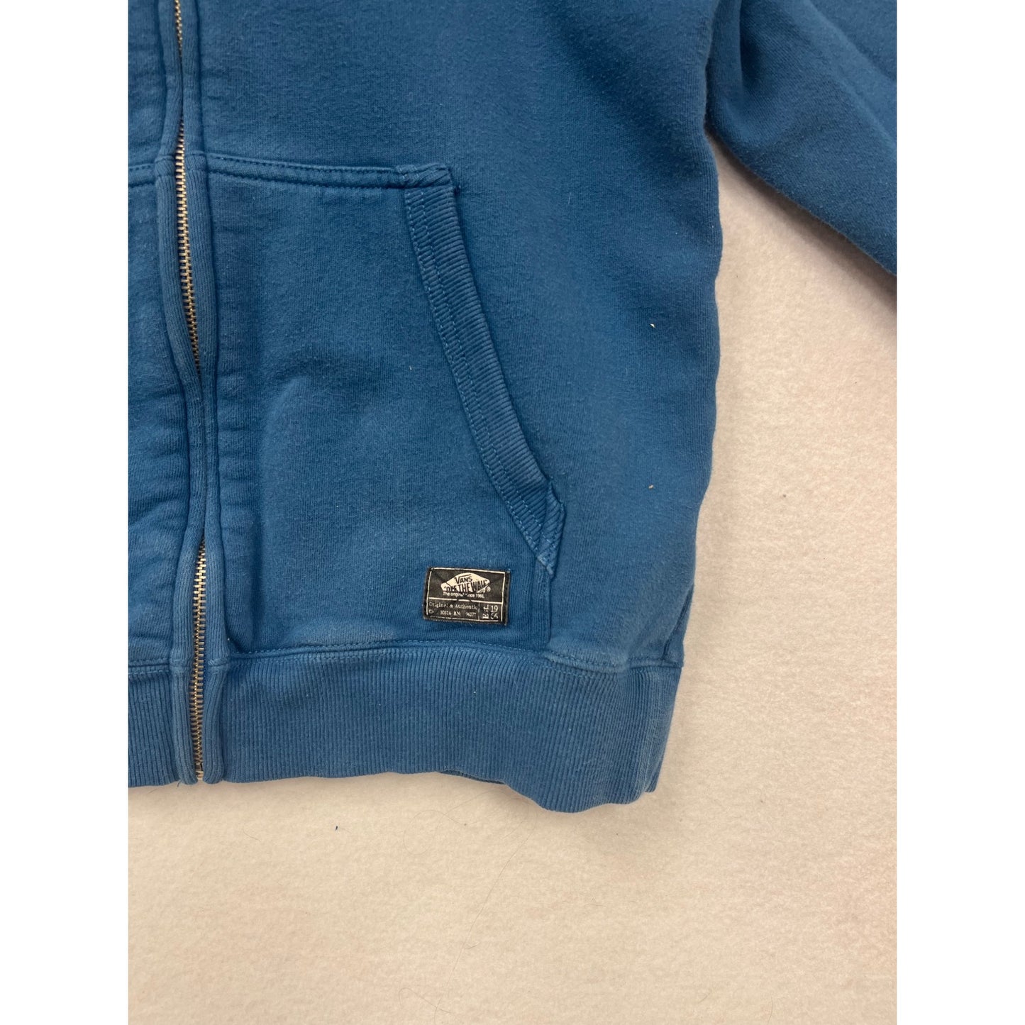 Vans Youth Medium Blue Full-Zip Hoodie With Logo Graphic & Kangaroo Pockets #6744