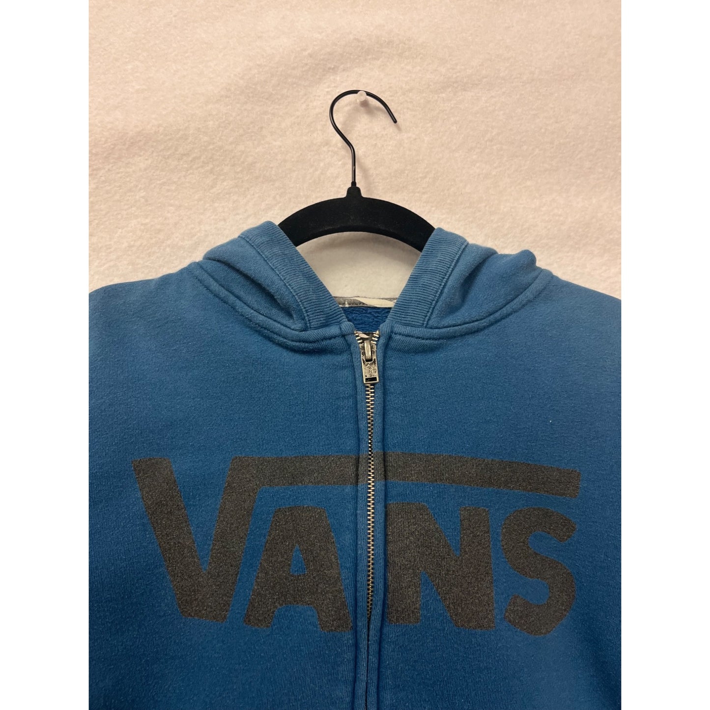 Vans Youth Medium Blue Full-Zip Hoodie With Logo Graphic & Kangaroo Pockets #6744