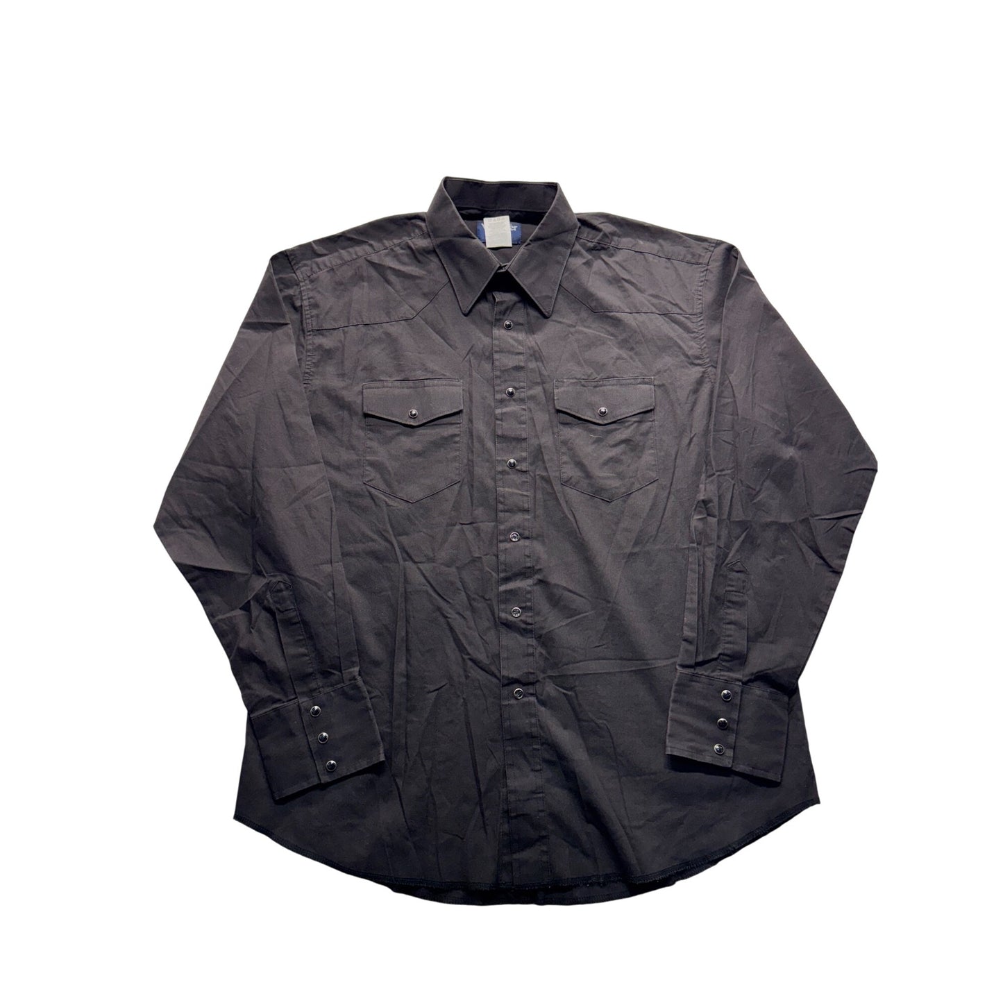 VTG Wrangler Black Long Sleeve Western Shirt L #7998