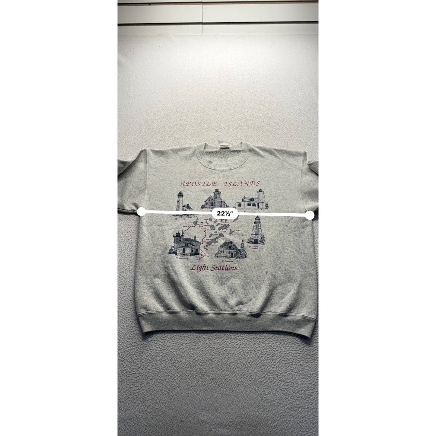 Vintage Lee Heavyweight Apostle Islands Light Stations Sweatshirt M Gray #9538