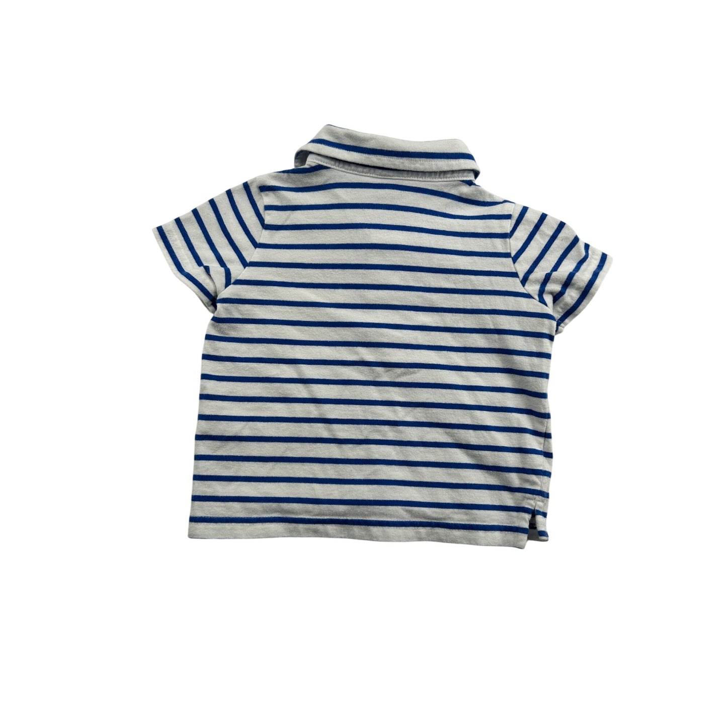 Janie & Jack Baby Striped Polo Shirt 3-6 Months Blue & White Anchor Embroidery #6466