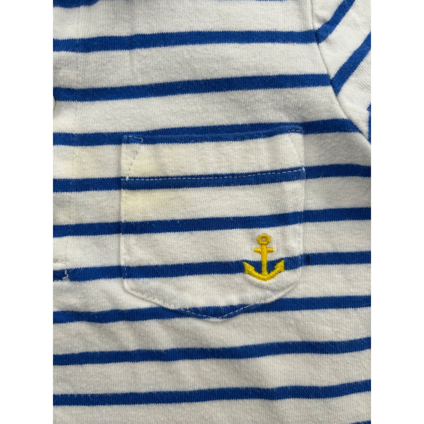 Janie & Jack Baby Striped Polo Shirt 3-6 Months Blue & White Anchor Embroidery #6466