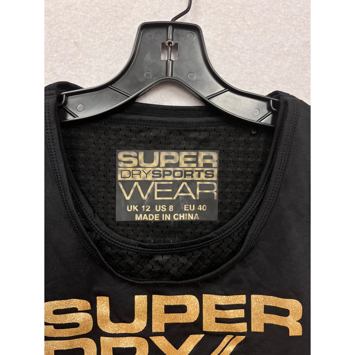 Superdry Sport Womens Mesh Tank Top Black Gold Size M #8376