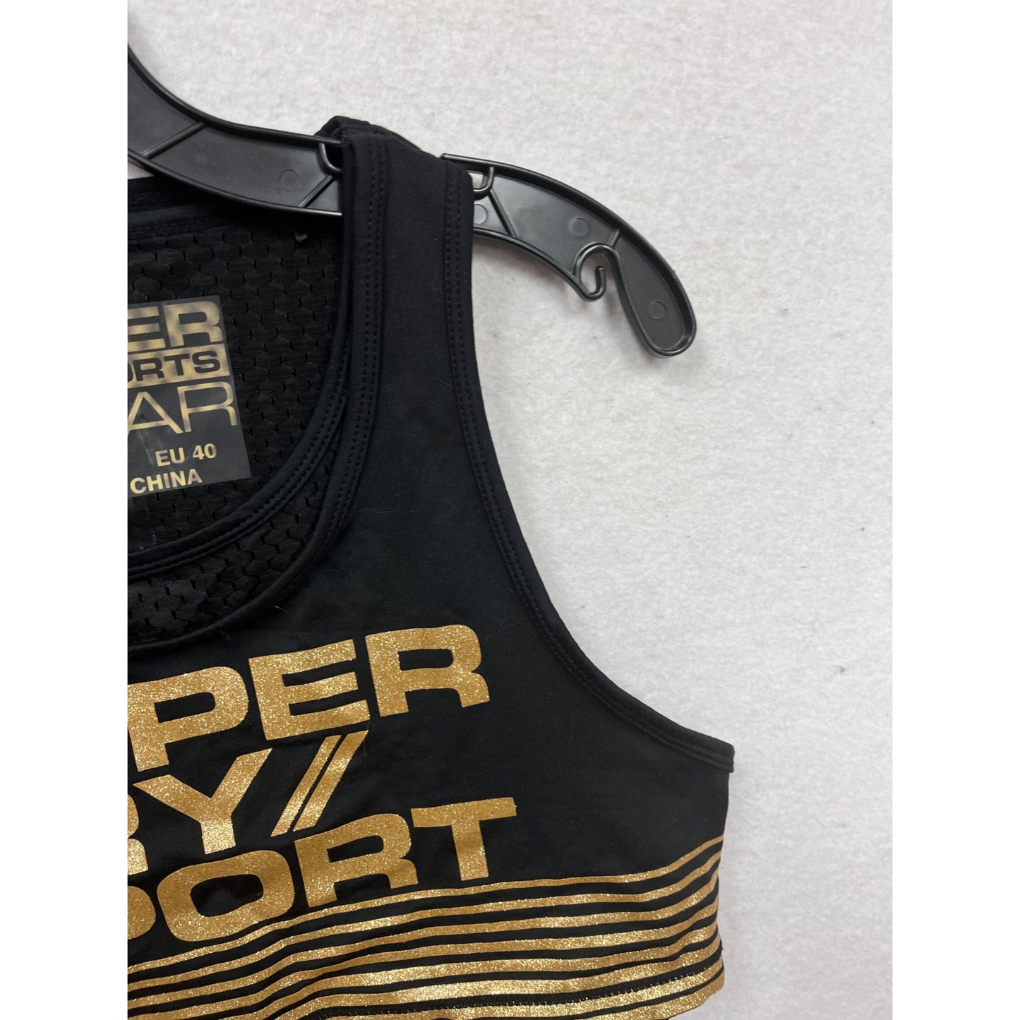 Superdry Sport Womens Mesh Tank Top Black Gold Size M #8376