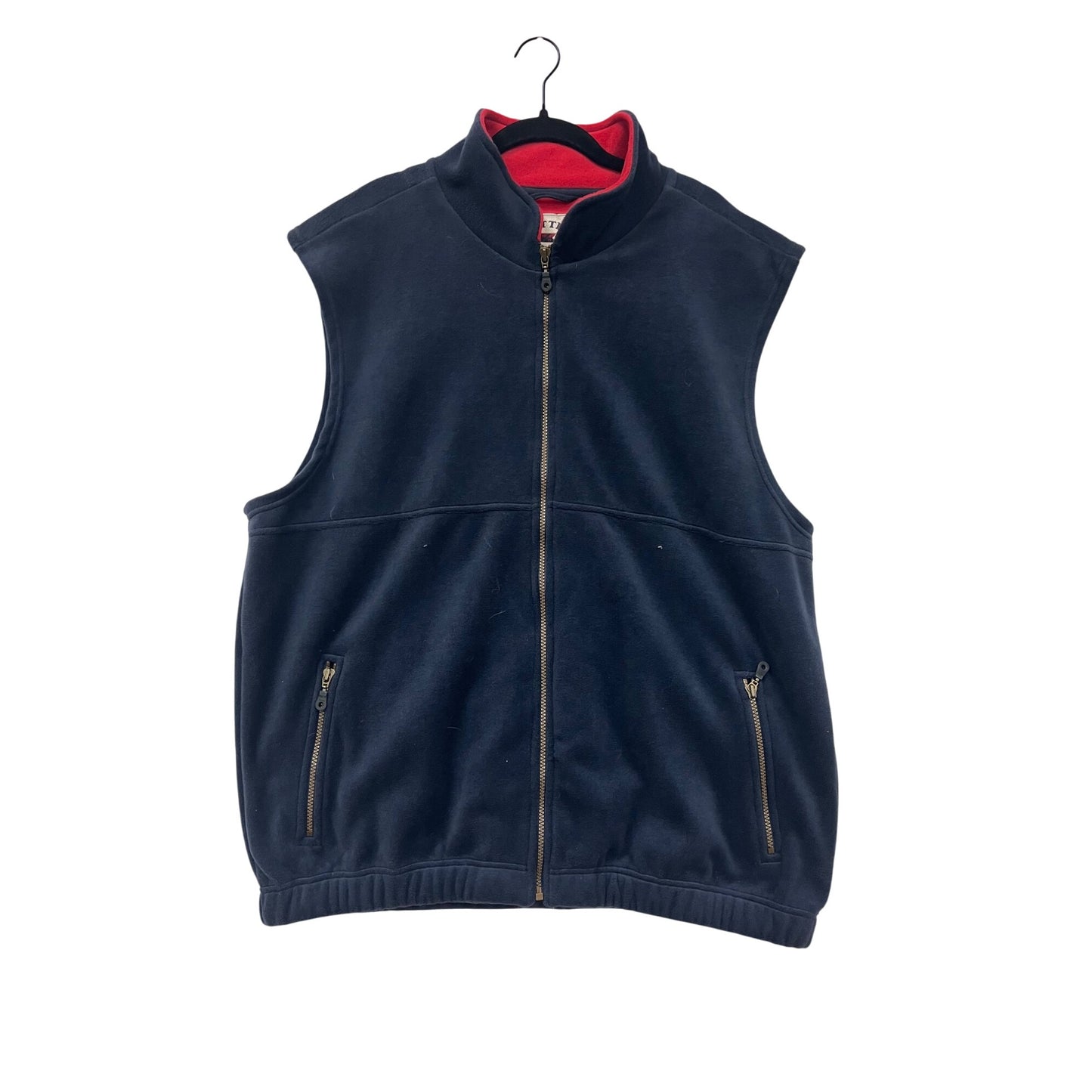 Cutter & Buck Mens 2XL Navy Full-Zip Fleece Vest With Red Lining #6576