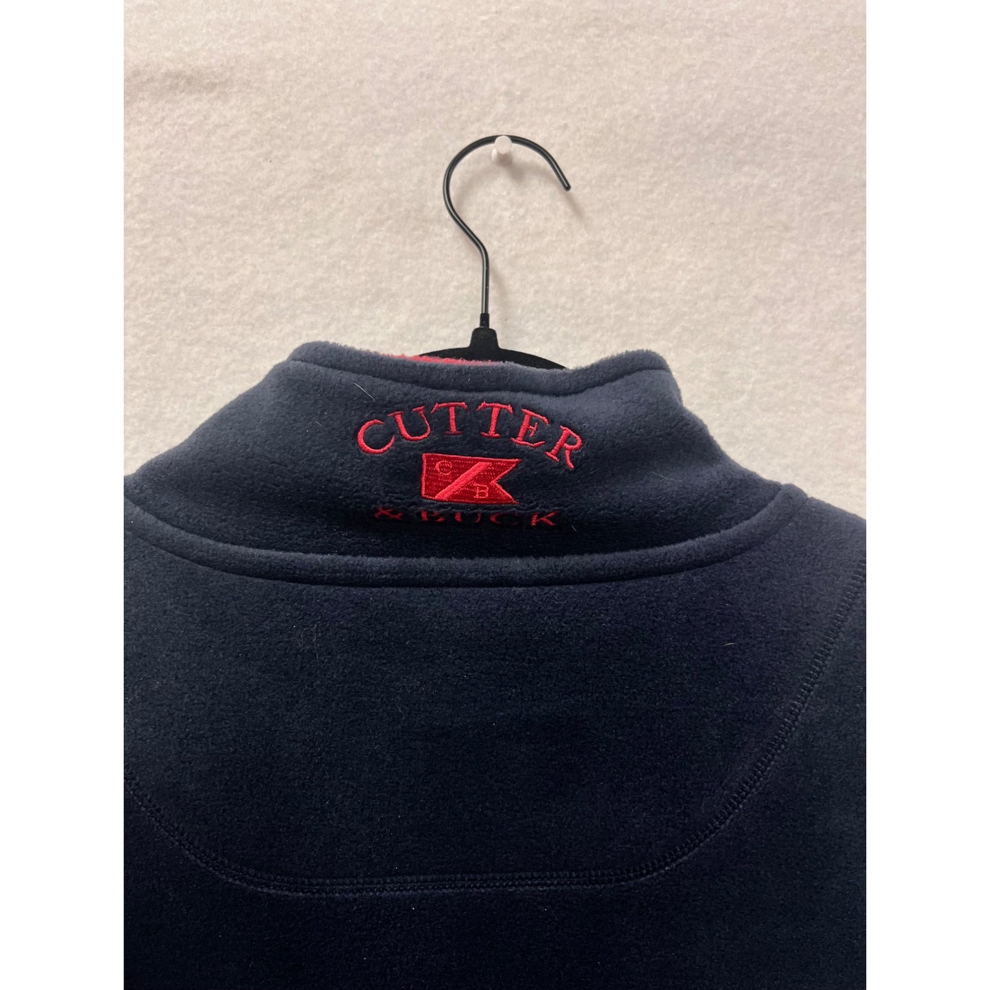 Cutter & Buck Mens 2XL Navy Full-Zip Fleece Vest With Red Lining #6576