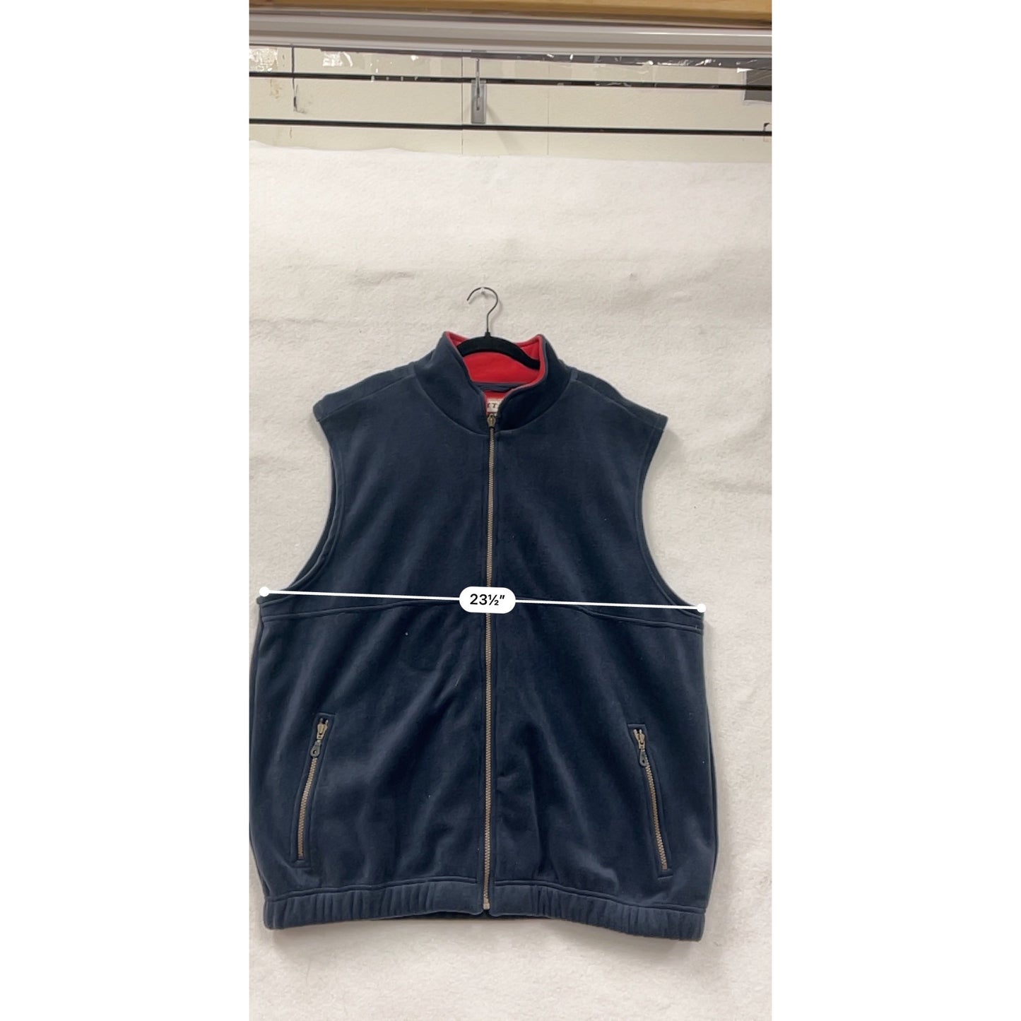 Cutter & Buck Mens 2XL Navy Full-Zip Fleece Vest With Red Lining #6576