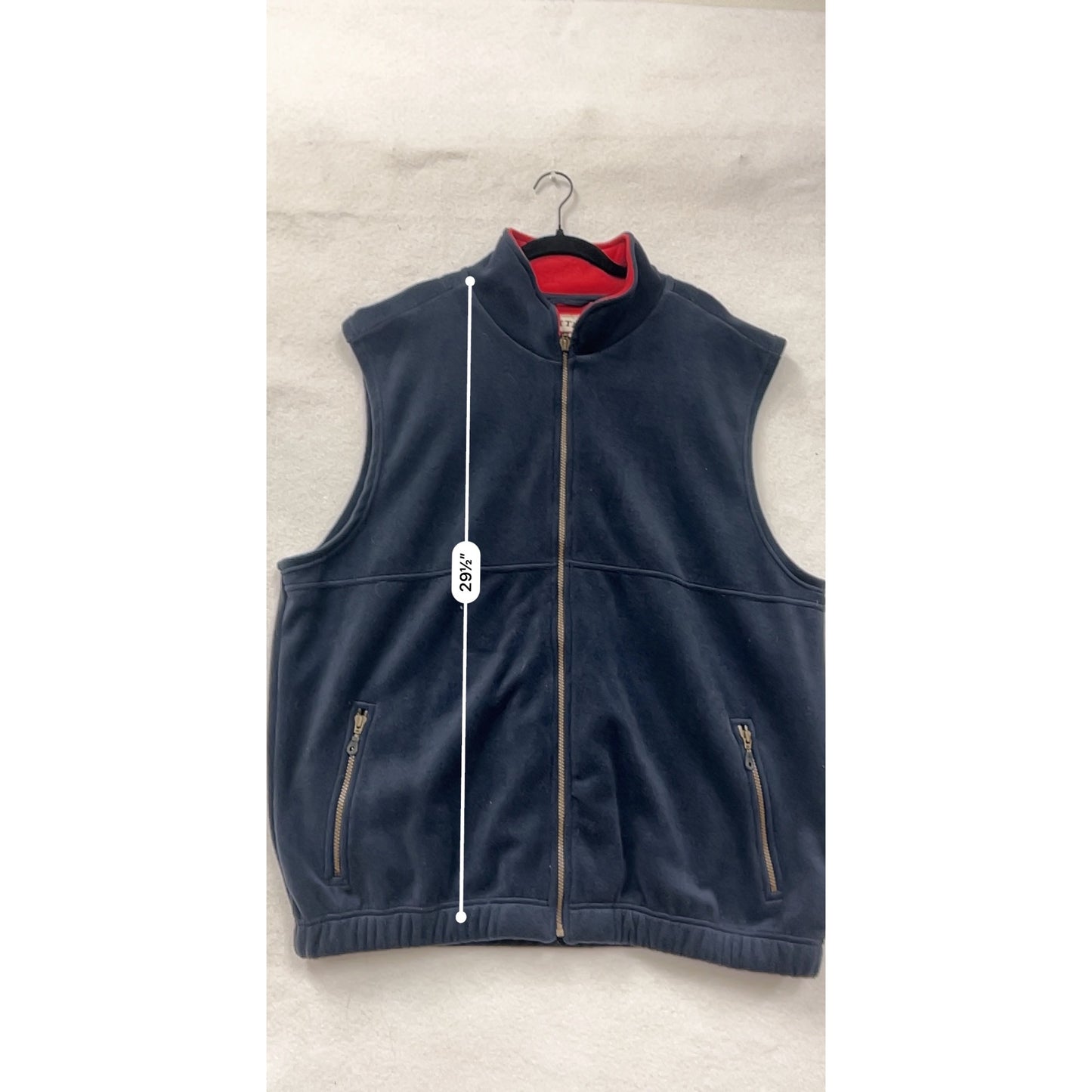 Cutter & Buck Mens 2XL Navy Full-Zip Fleece Vest With Red Lining #6576
