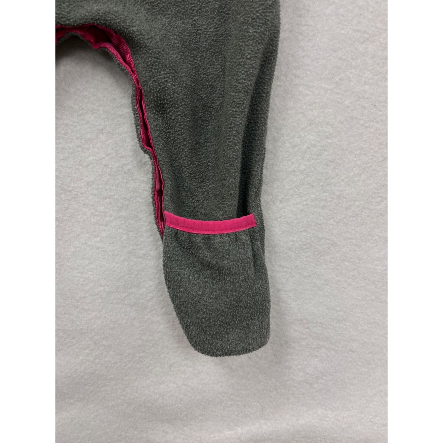 The North Face Infant Hooded Fleece Bodysuit Pink & Gray 6-12M #6542