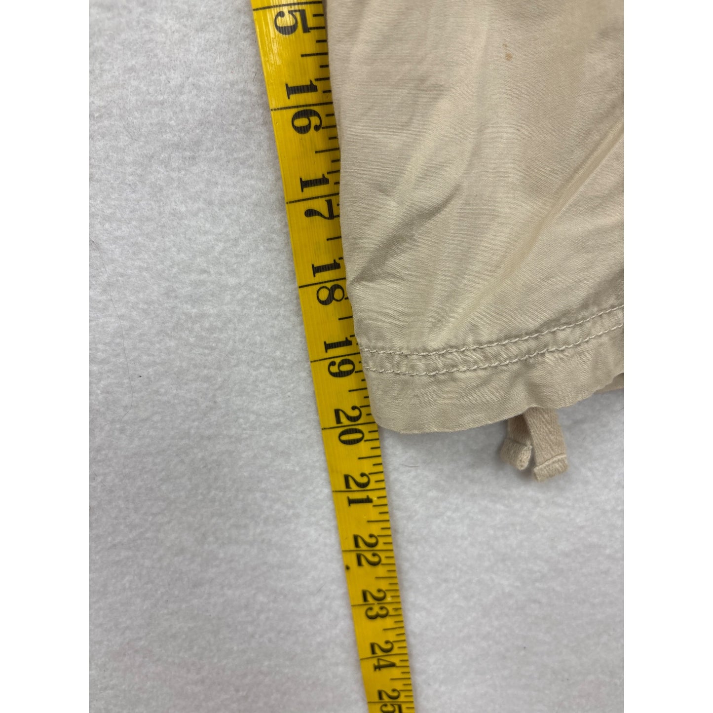 Maurices Womens Beige Cargo Capri Pants XL 100% Cotton Drawstring Waist Relaxed Fit #6970