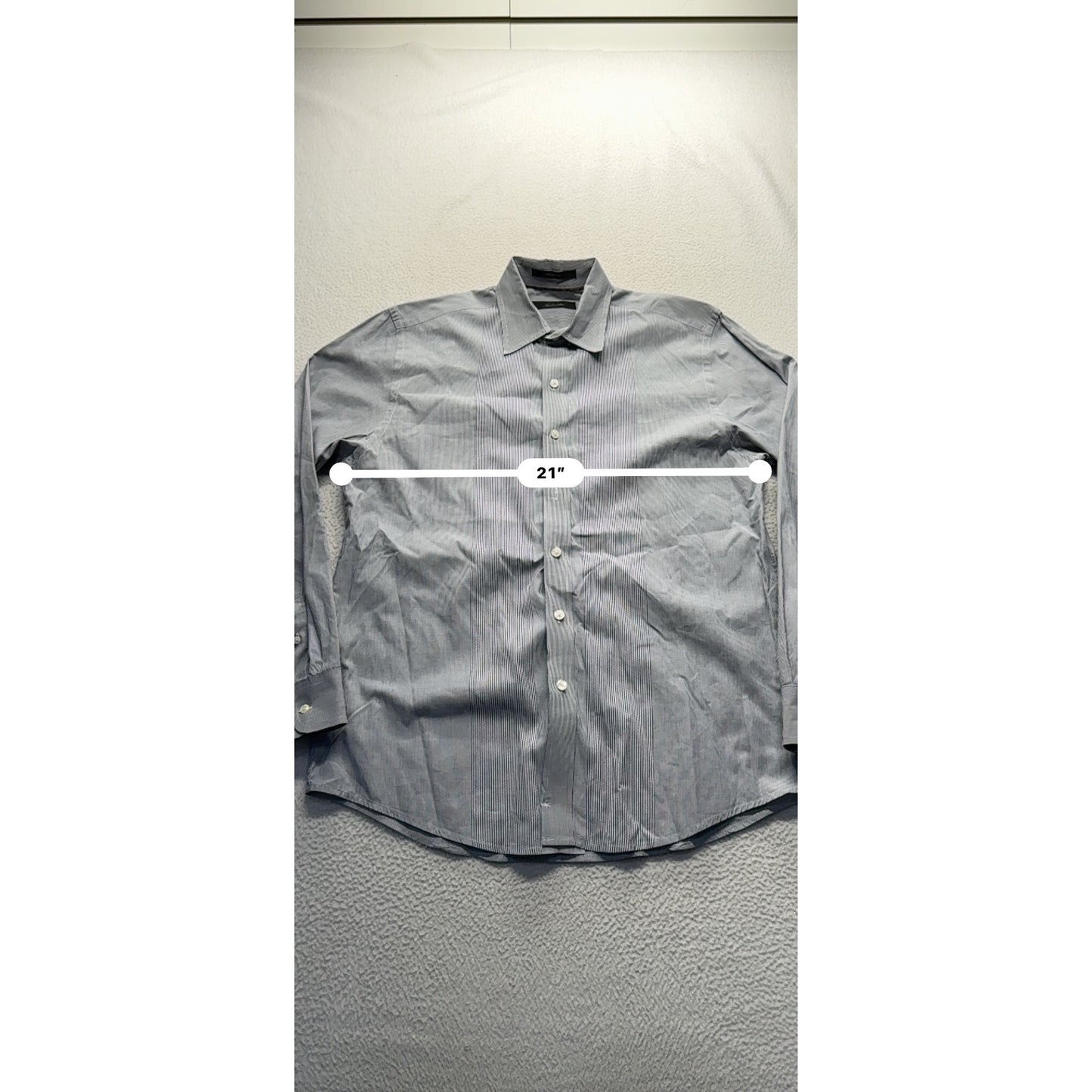 Gray Striped Button-Up Dress Shirt 100% Cotton #9089