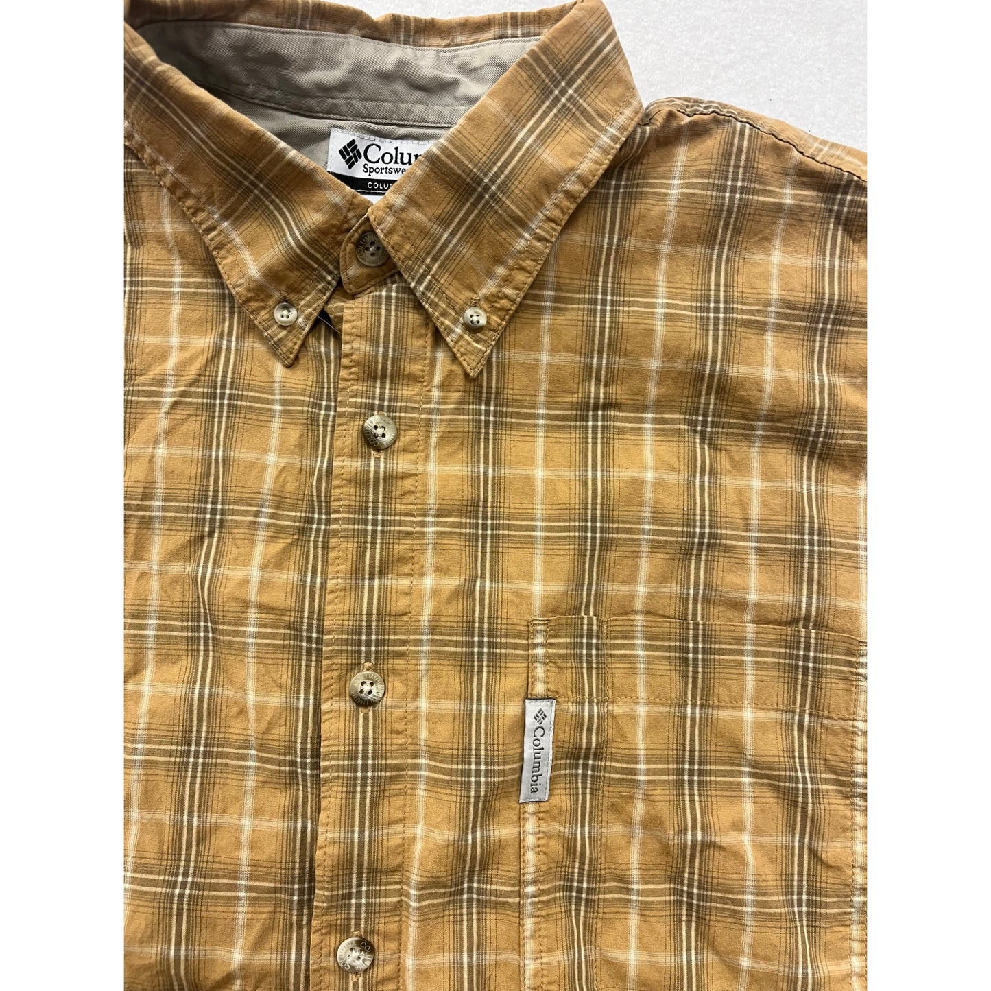 Mens Large Columbia Sleeveless Plaid Casual Shirt #6523