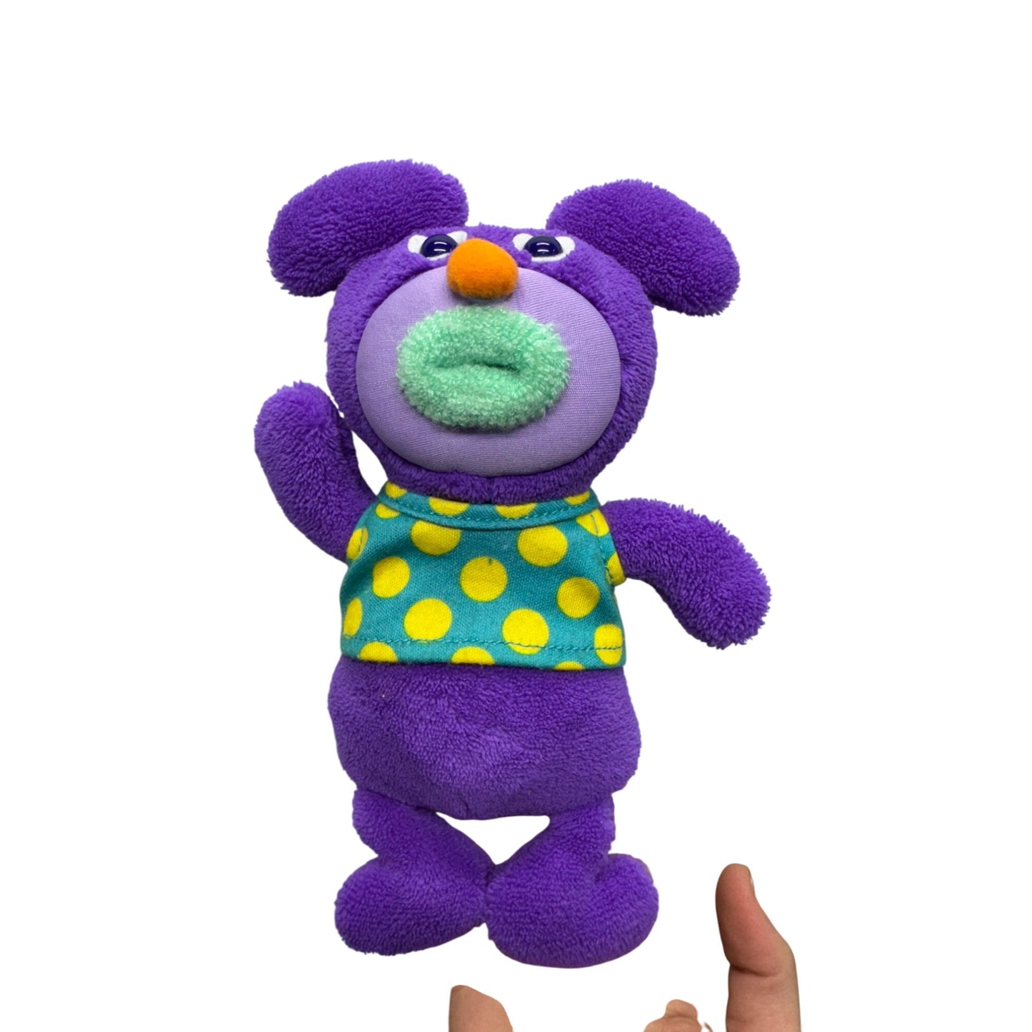 Fisher Price Purple Open mouth Push Belly Bear#5609