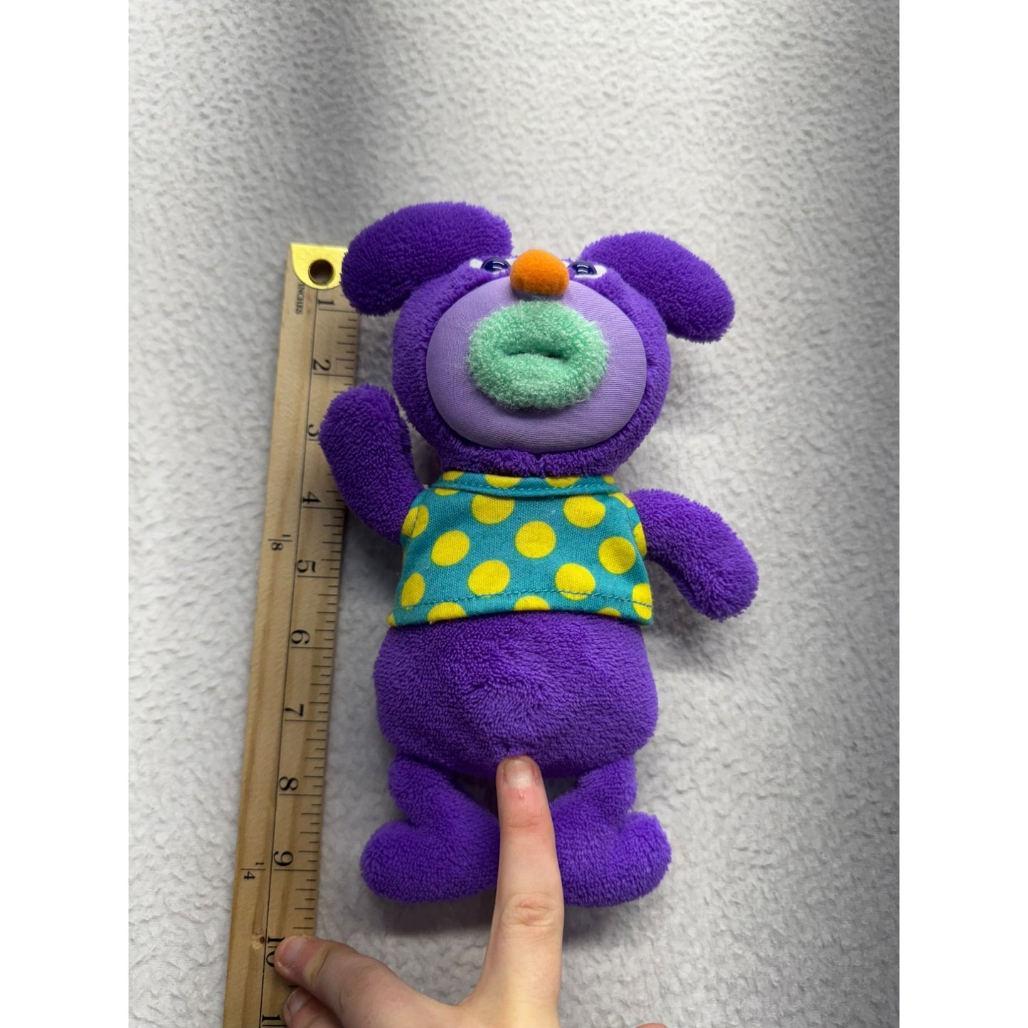 Fisher Price Purple Open mouth Push Belly Bear#5609