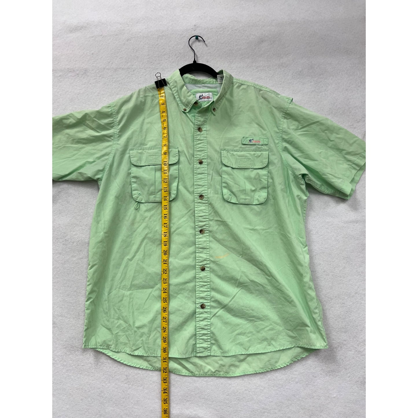 World Wide Sportsman Mens XL Short Sleeve Button-Up Fishing Shirt Light Green #6123