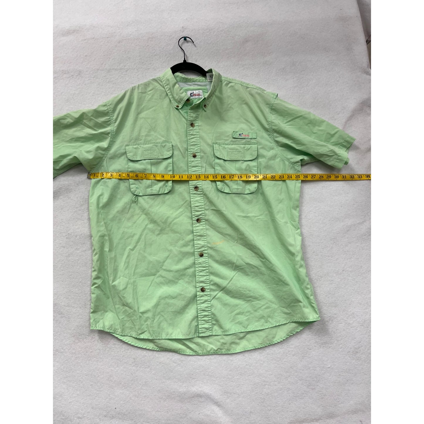 World Wide Sportsman Mens XL Short Sleeve Button-Up Fishing Shirt Light Green #6123