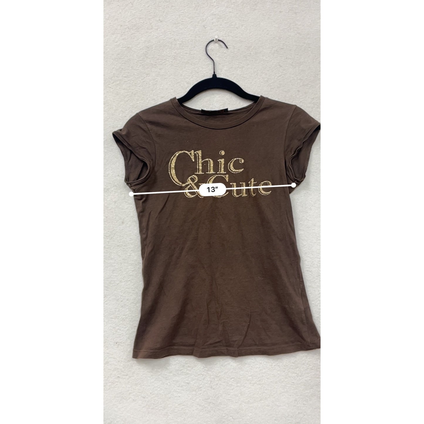 Chic & Cute Brown Graphic Tee Shirt Small #8504