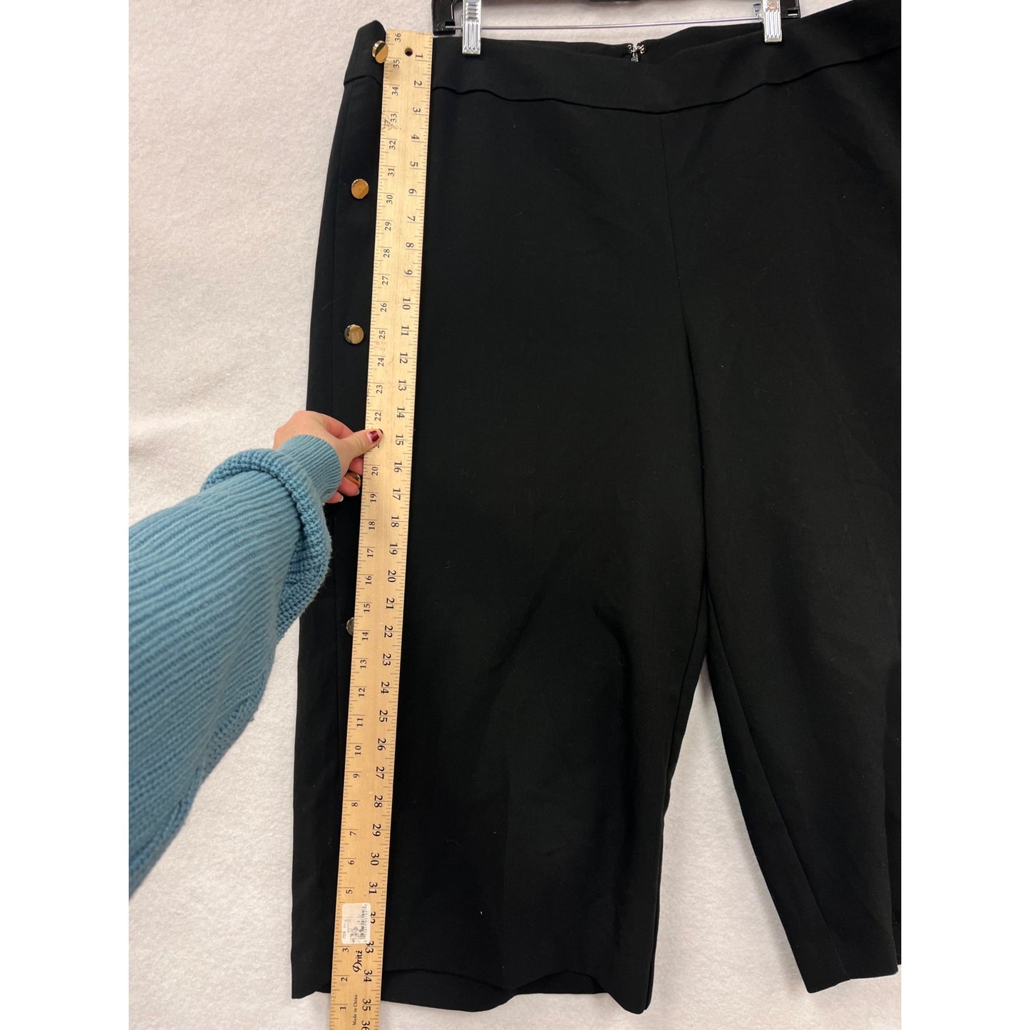 Loft Plus Womens Black Button-Detail Wide-Leg Pants Size 20 #6333