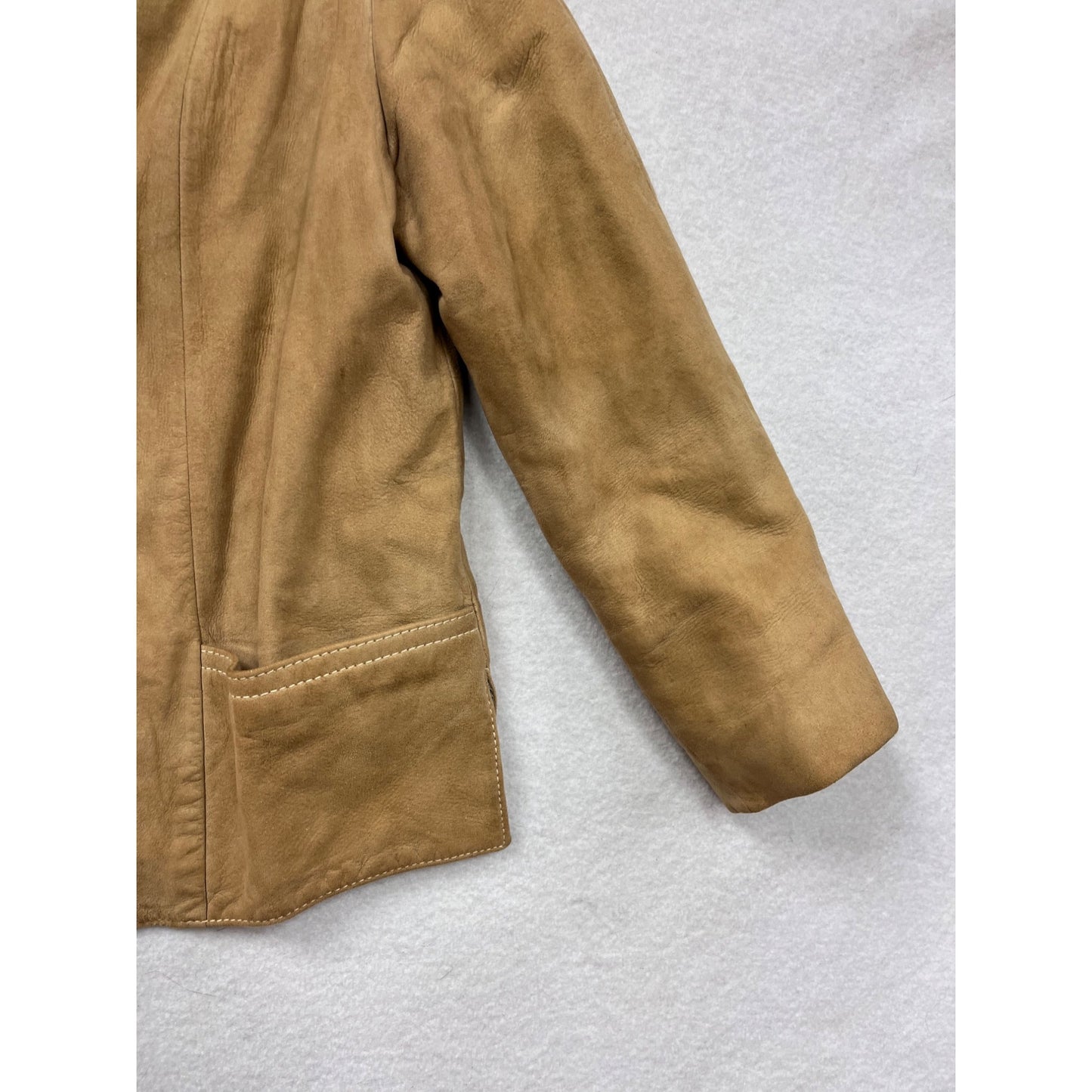 Womens Highlander Suede Small Vintage 1990s Tan Leather Jacket #6633