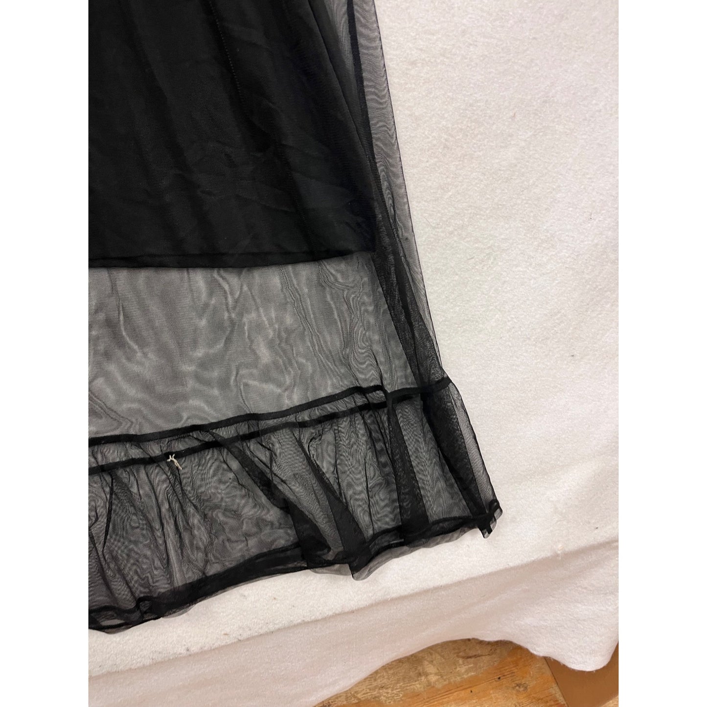 Black Sheer Midi Dress With Ruffled Sleeves & Keyhole Back By Divided #63A