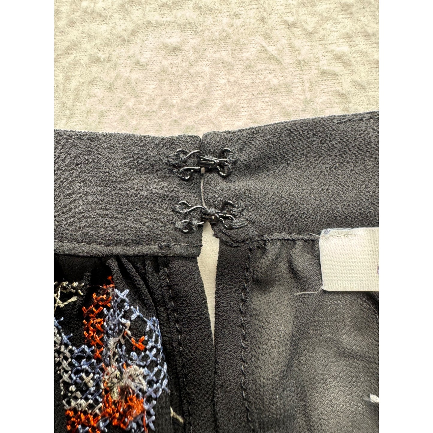 Ro & De Off-Shoulder Embroidered Blouse XS Black #7984