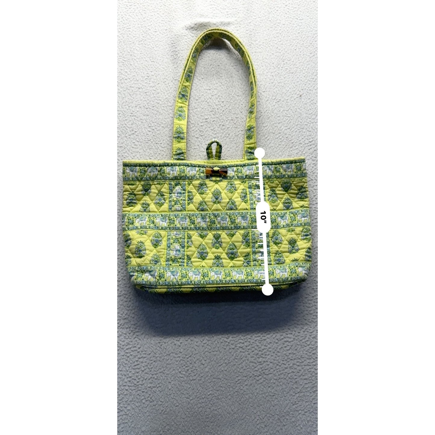 Vera Bradley Quilted Yellow & Blue Patterned Tote Bag With Elephants #9393