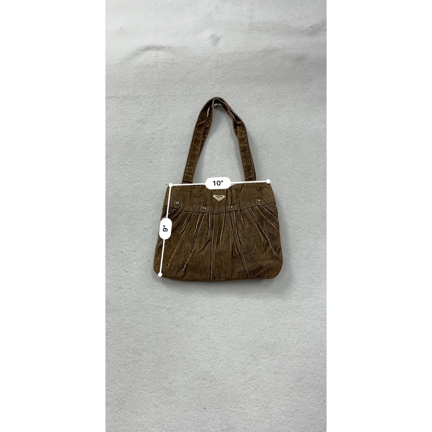 Roxy Womens Brown Corduroy Shoulder Purse With Pleated Detail & Metal Accents #8035