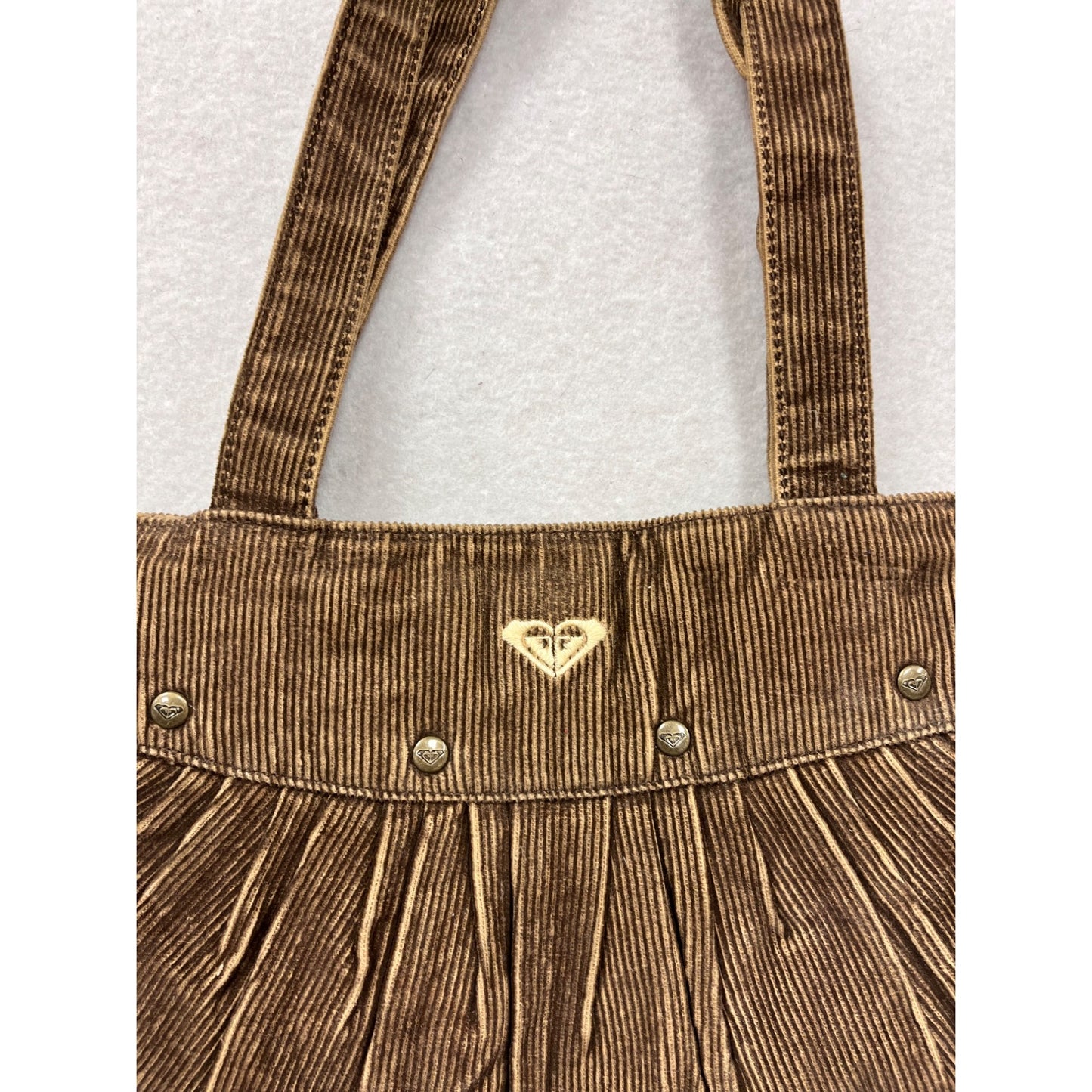 Roxy Womens Brown Corduroy Shoulder Purse With Pleated Detail & Metal Accents #8035