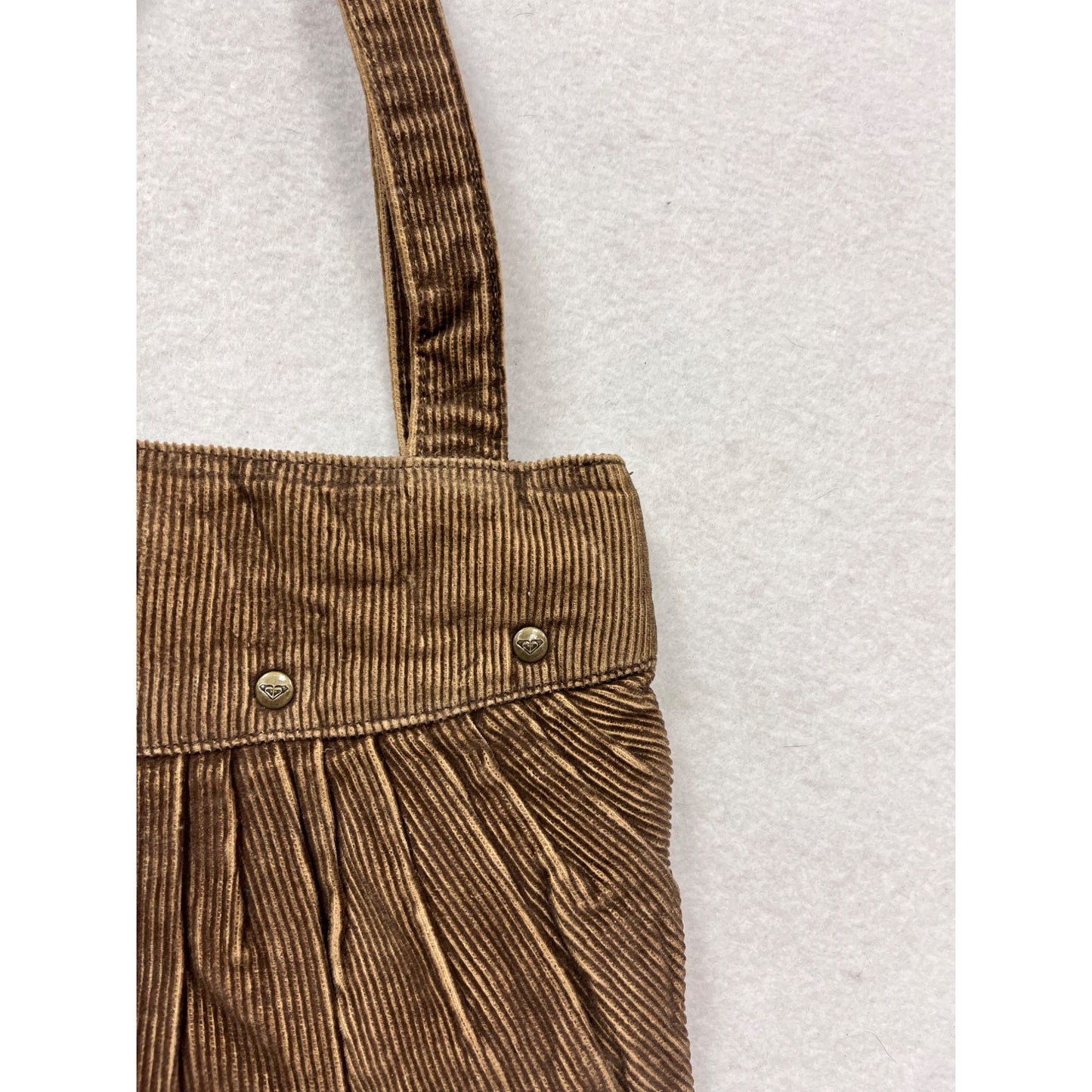 Roxy Womens Brown Corduroy Shoulder Purse With Pleated Detail & Metal Accents #8035