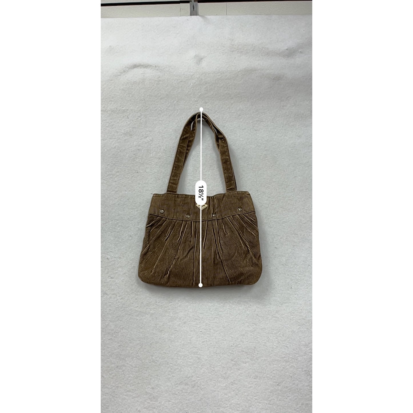 Roxy Womens Brown Corduroy Shoulder Purse With Pleated Detail & Metal Accents #8035
