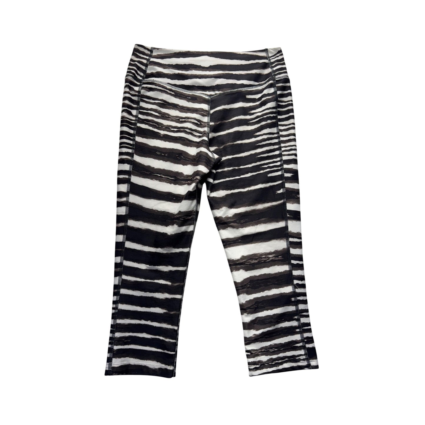 Nike Legend Womens Capri Leggings Medium Black & White Striped Pattern #9153